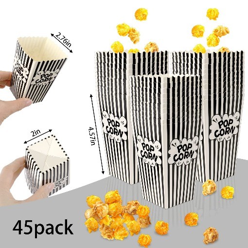 Mini Paper Popcorn Bags, Small Popcorn Bags Black and White Movie Night Popcorn