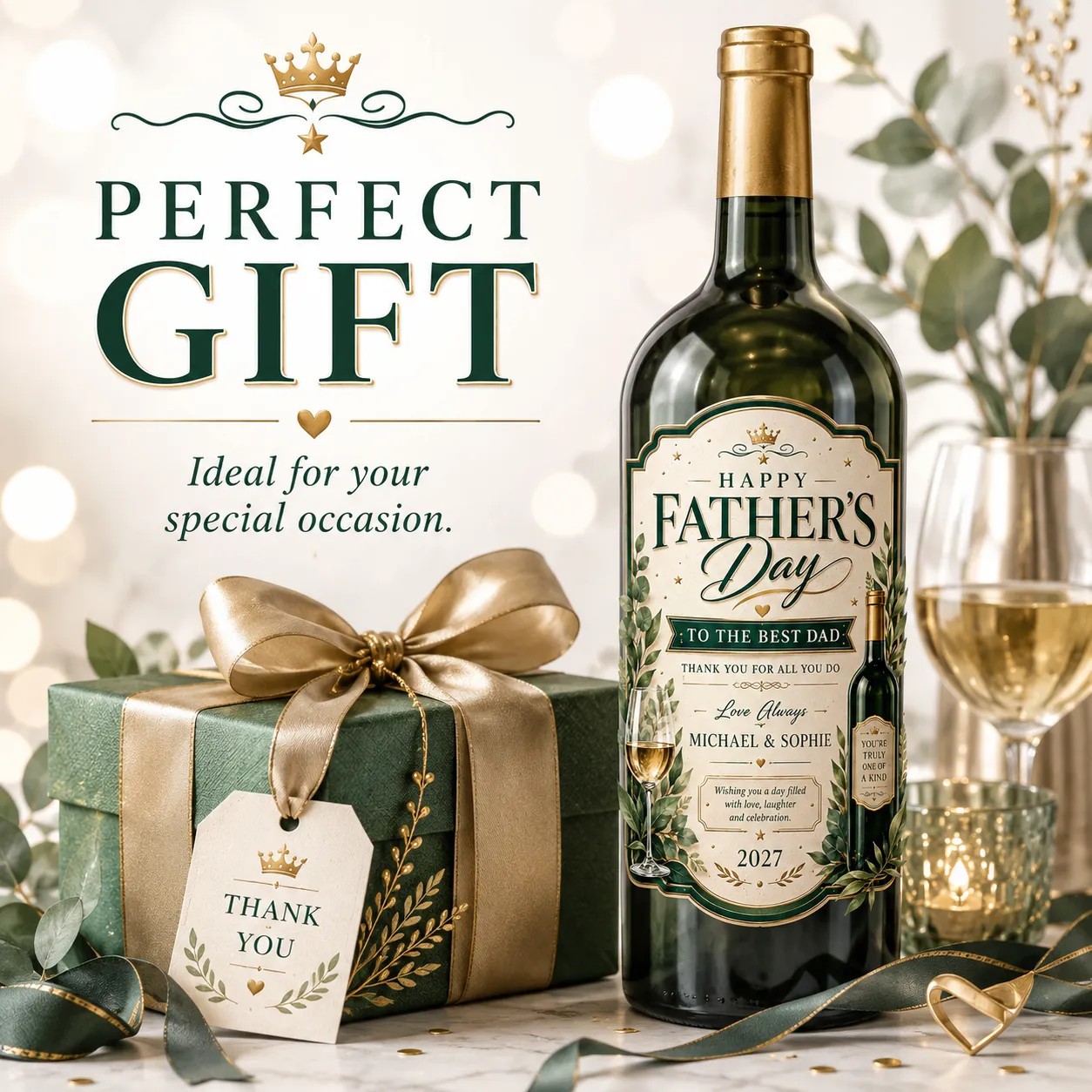 Personalised Father’s Day Bottle Label Sticker Gift for Dad Wine Champagne