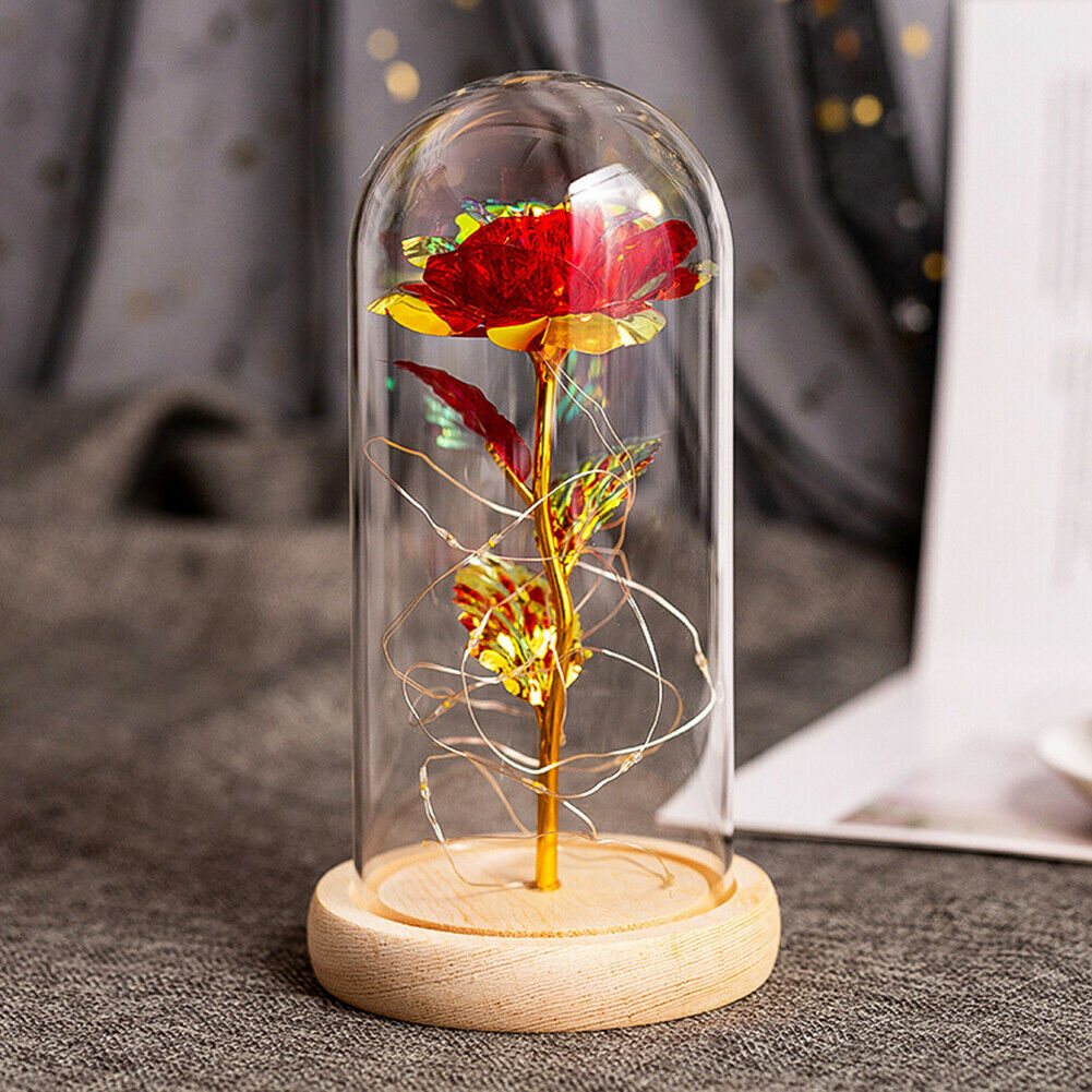Romantic Crystal Flower Gift – Rose in Glass Dome – Mother`s Day Gift