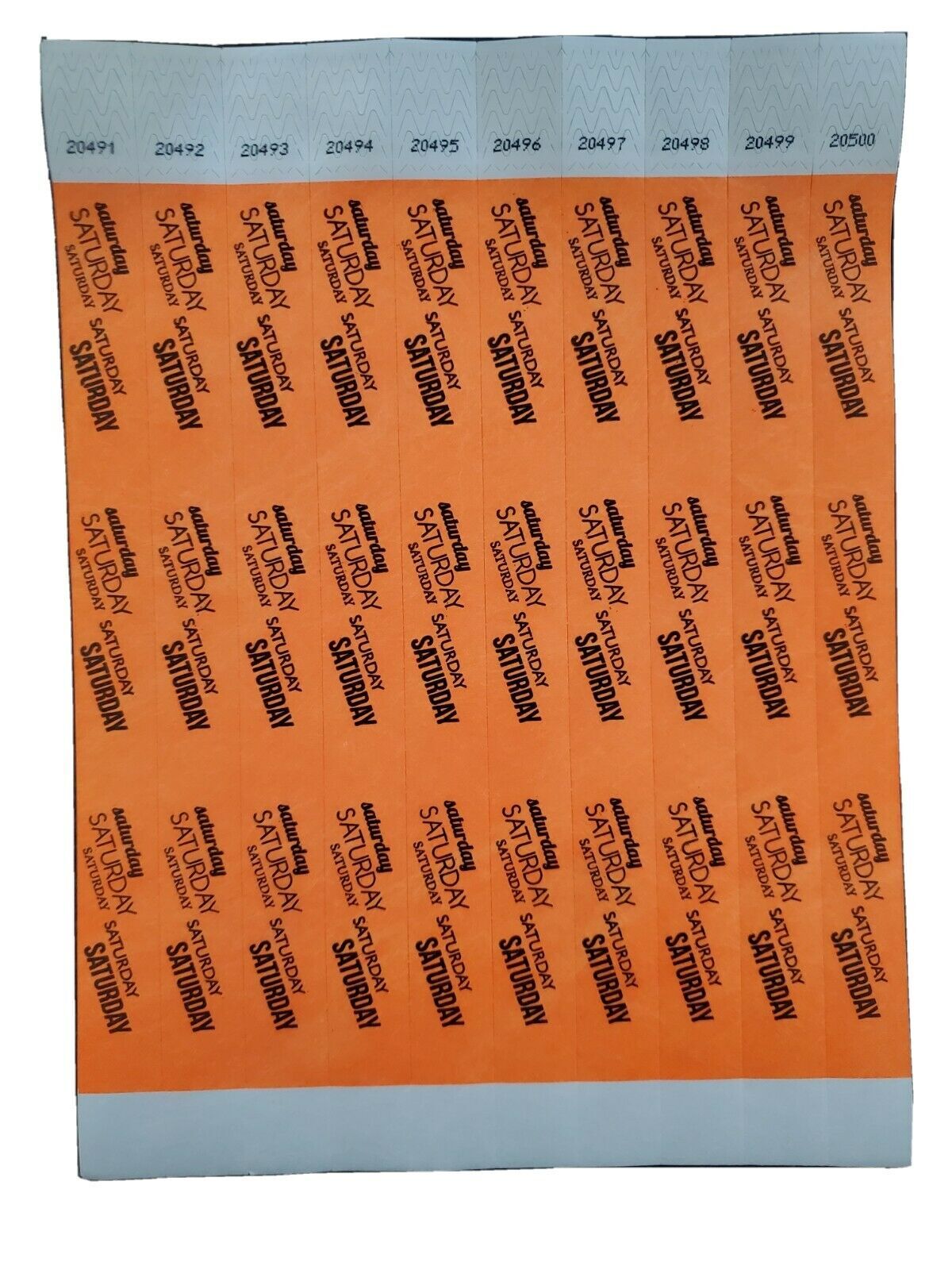 100 Monday-Sunday 3/4″ Tyvek Wristbands