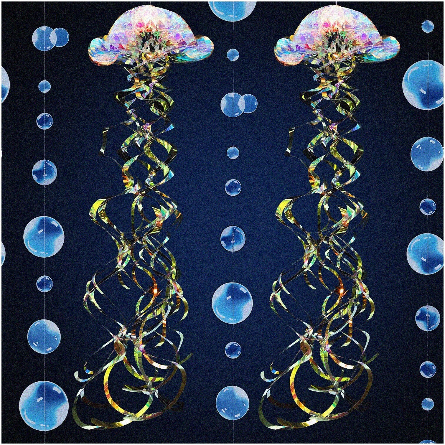 Glitter Iridescent Jellyfish Hanging Decor Set