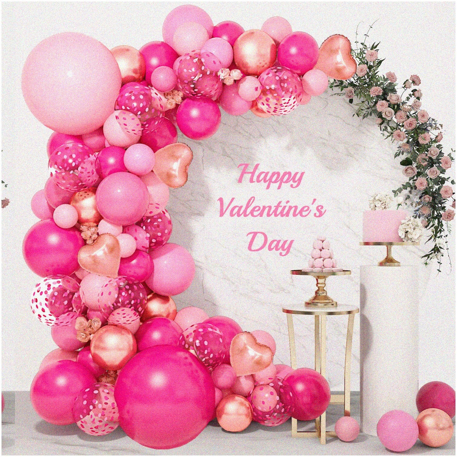 Valentine’s Pink and Rose Gold Balloon Garland Kit