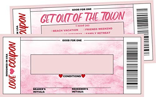 Love Voucher Coupons For Him or Her, Husband, Wife, Boyfriend, Girlfriend or