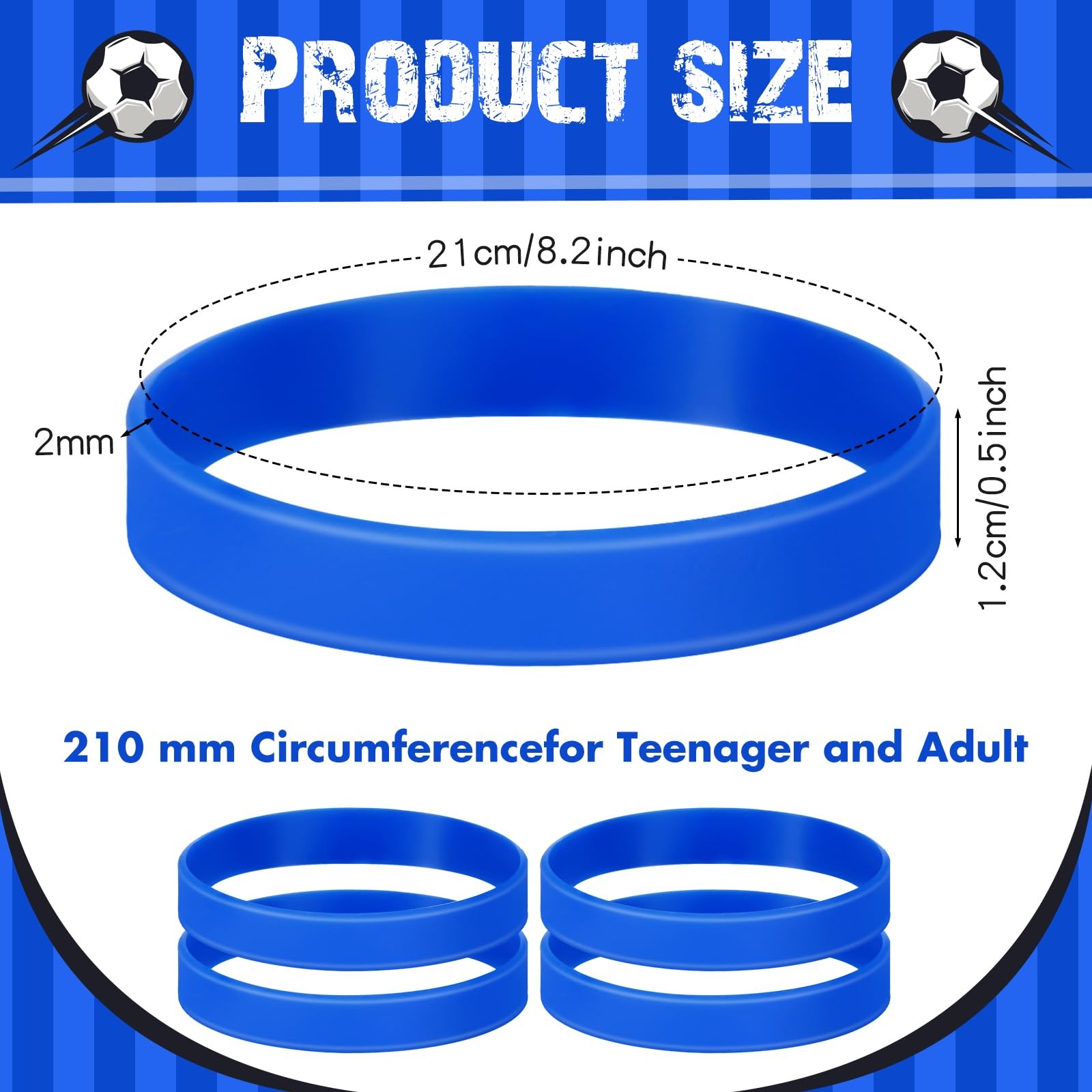 Huquary 100 Pcs Solid Color Rubber Wristbands 8.2*0.5 inches, Dark Blue