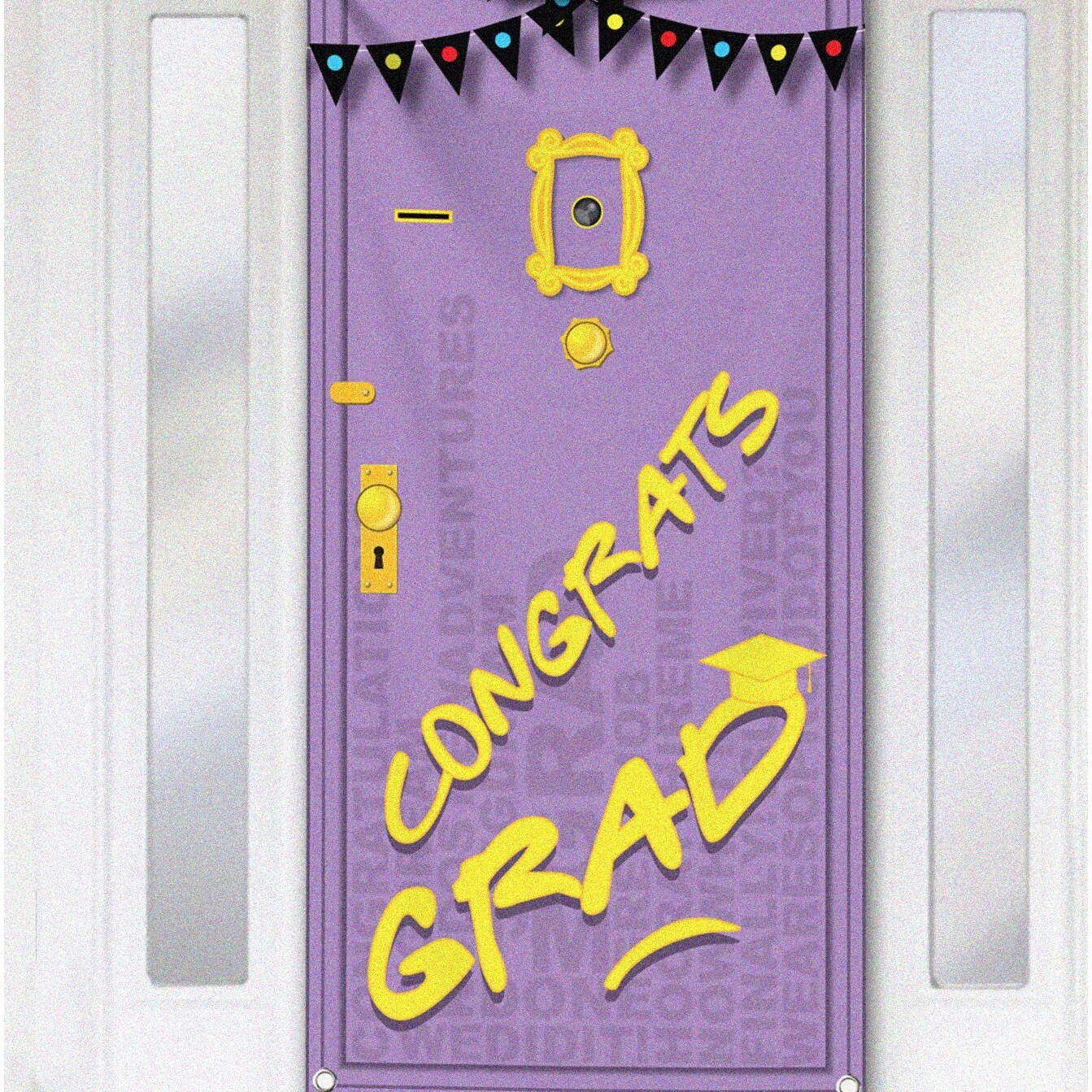 Purple Graduation Banner 74×36 inches with Ribbon