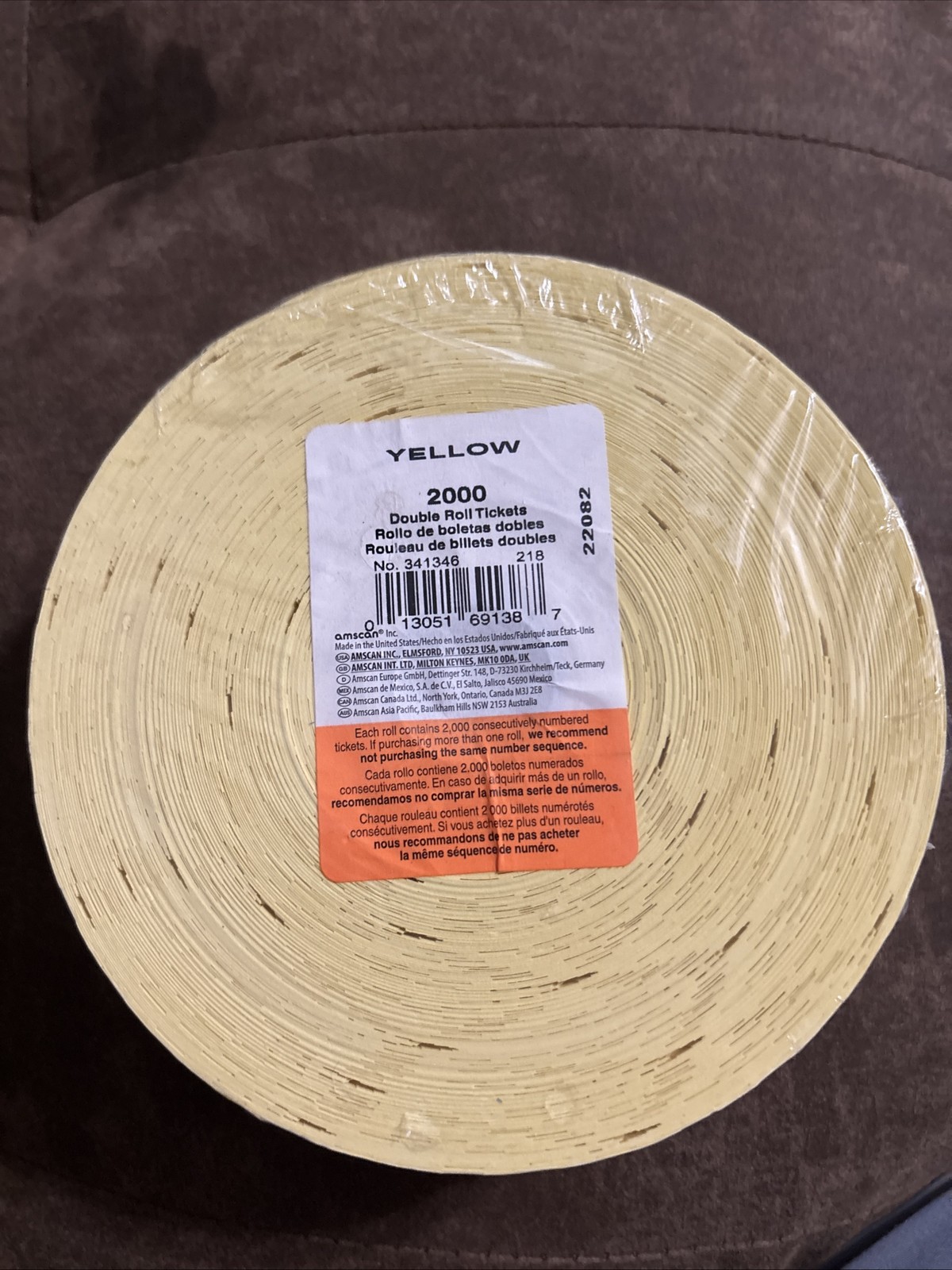 Raffle Tickets Roll of 2000 Double Stub Keep This Coupon Carnival Ticket YELLOW