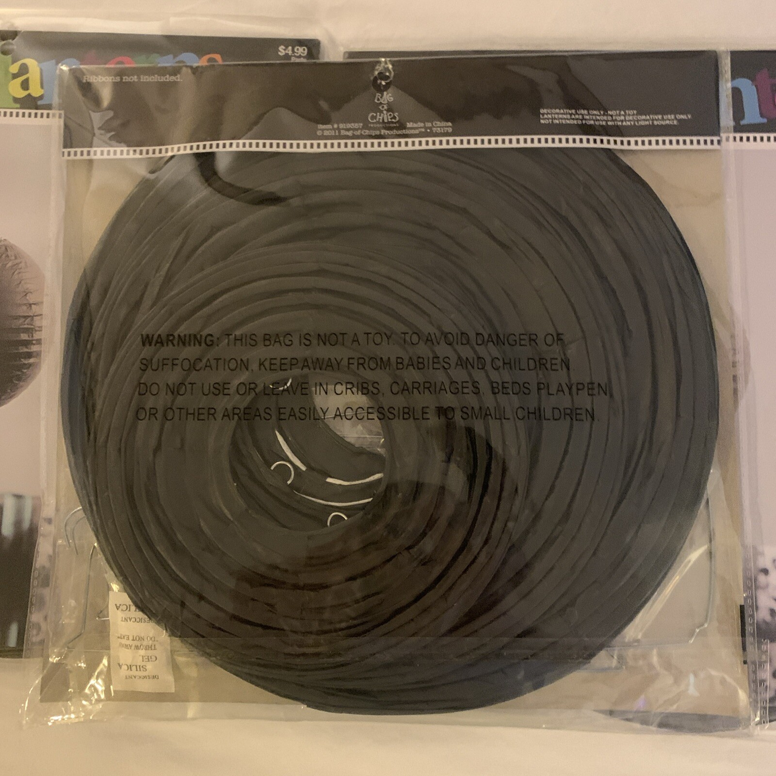 Bag of Chips Black Paper Lanterns set of 9, 3 of 3 sizes each: 12″, 10″, 8″, New