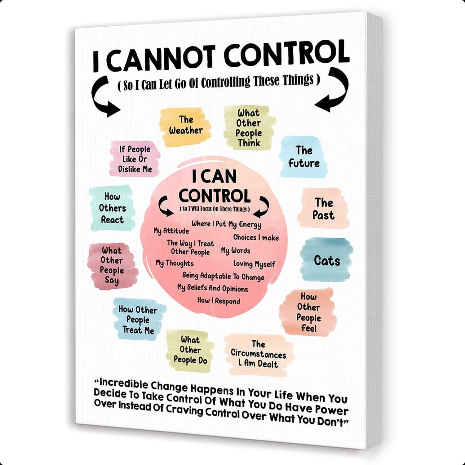 Gwisml I Can Control Inspirational Mental Health Canvas Wall Art,Growth Minds…