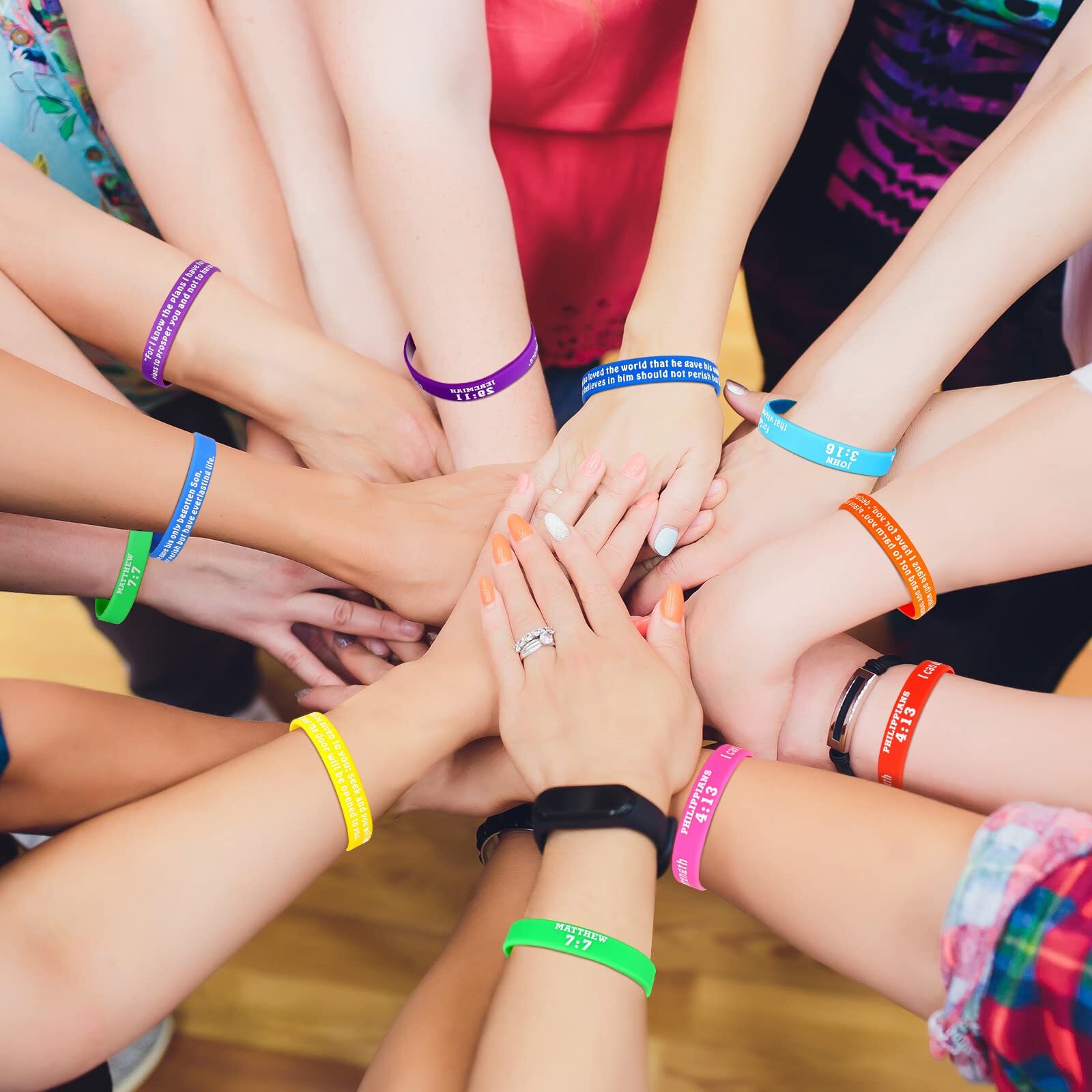 48 Pcs Bible Verses Rubber Bracelets Motivational Christian Religious Wristband