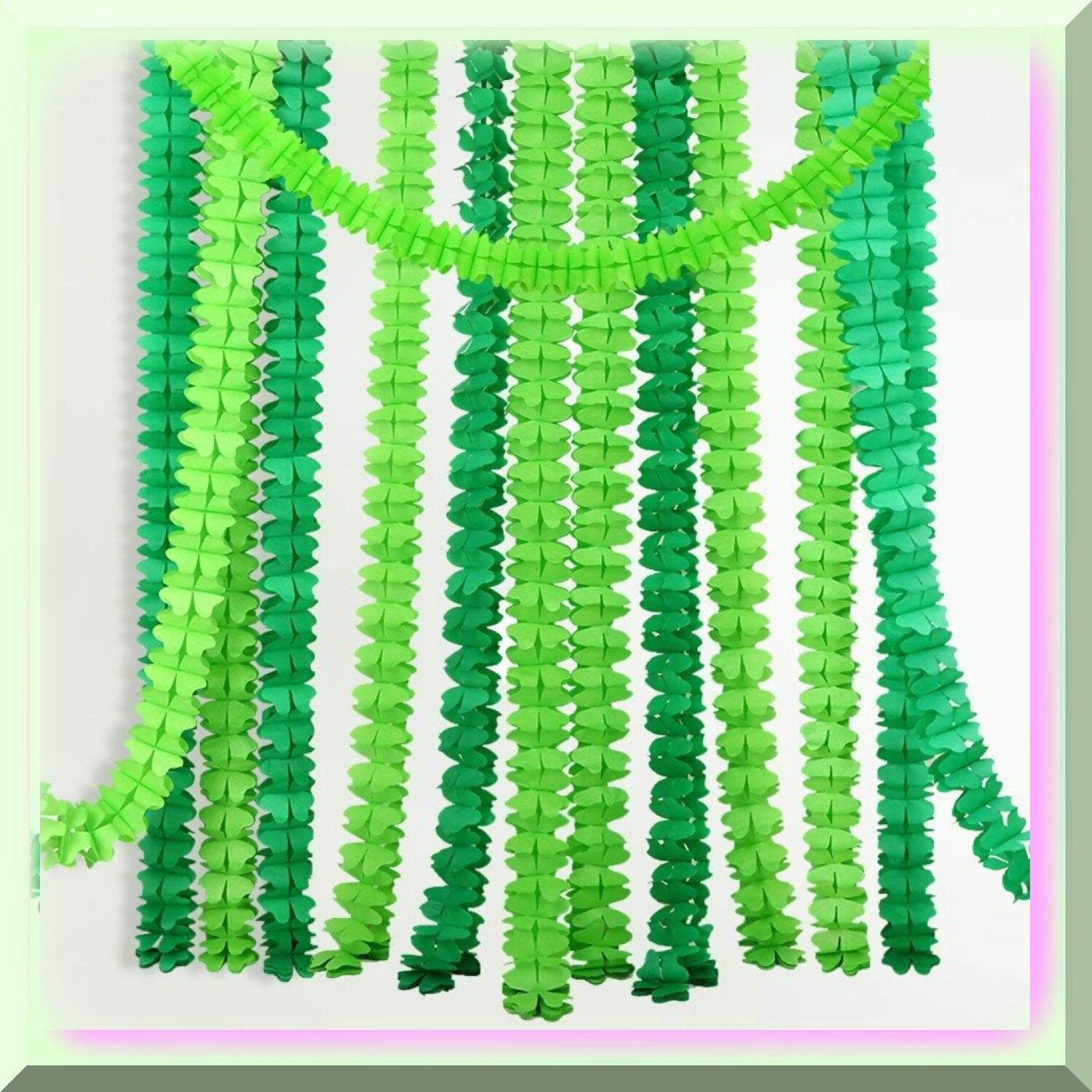 Vibrant Green Tissue Paper Garland for Celebrations