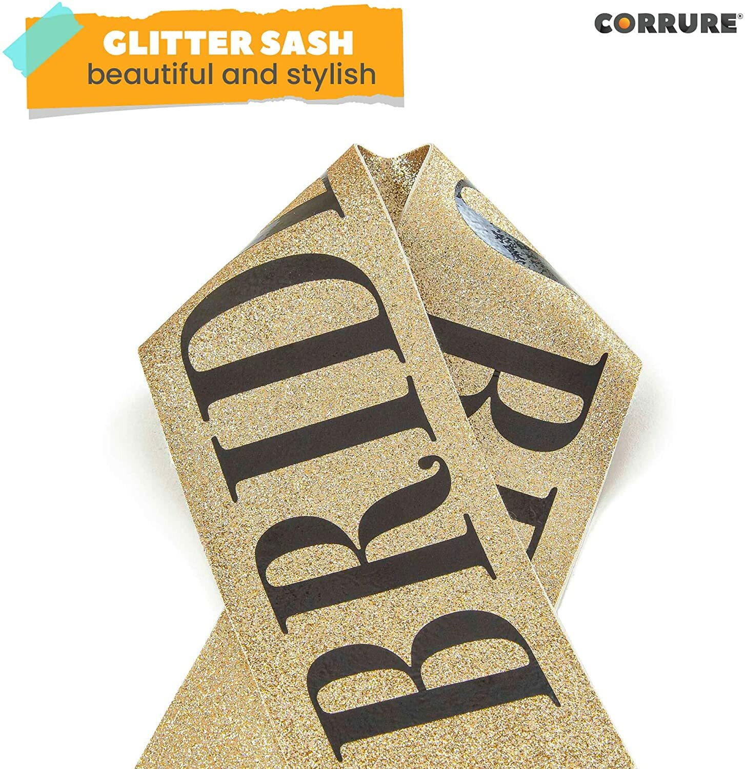‘Bride to Be’ Sash for Bachelorette Party – Bridal Shower Gold Glitter Sash