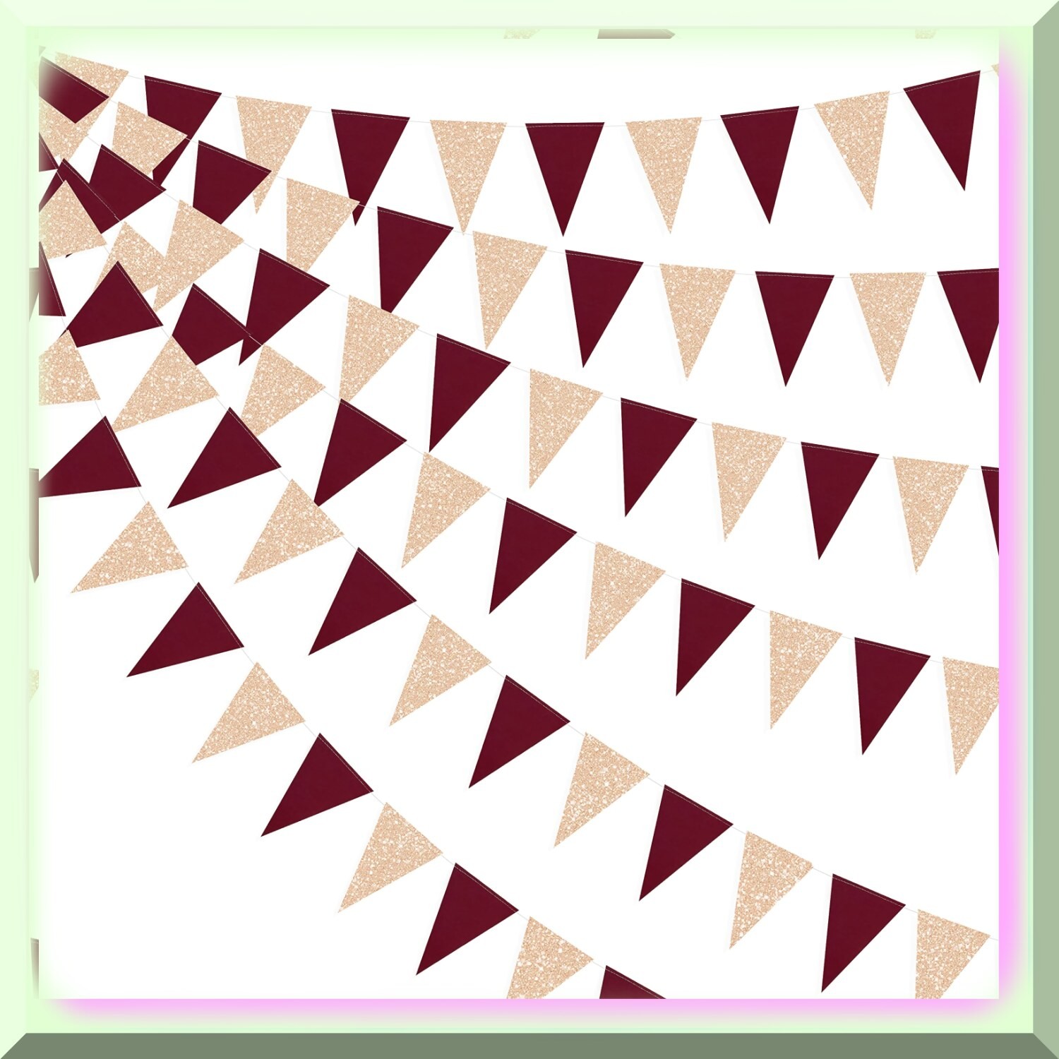 Maroon Champagne Gold Triangle Banner for Celebrations