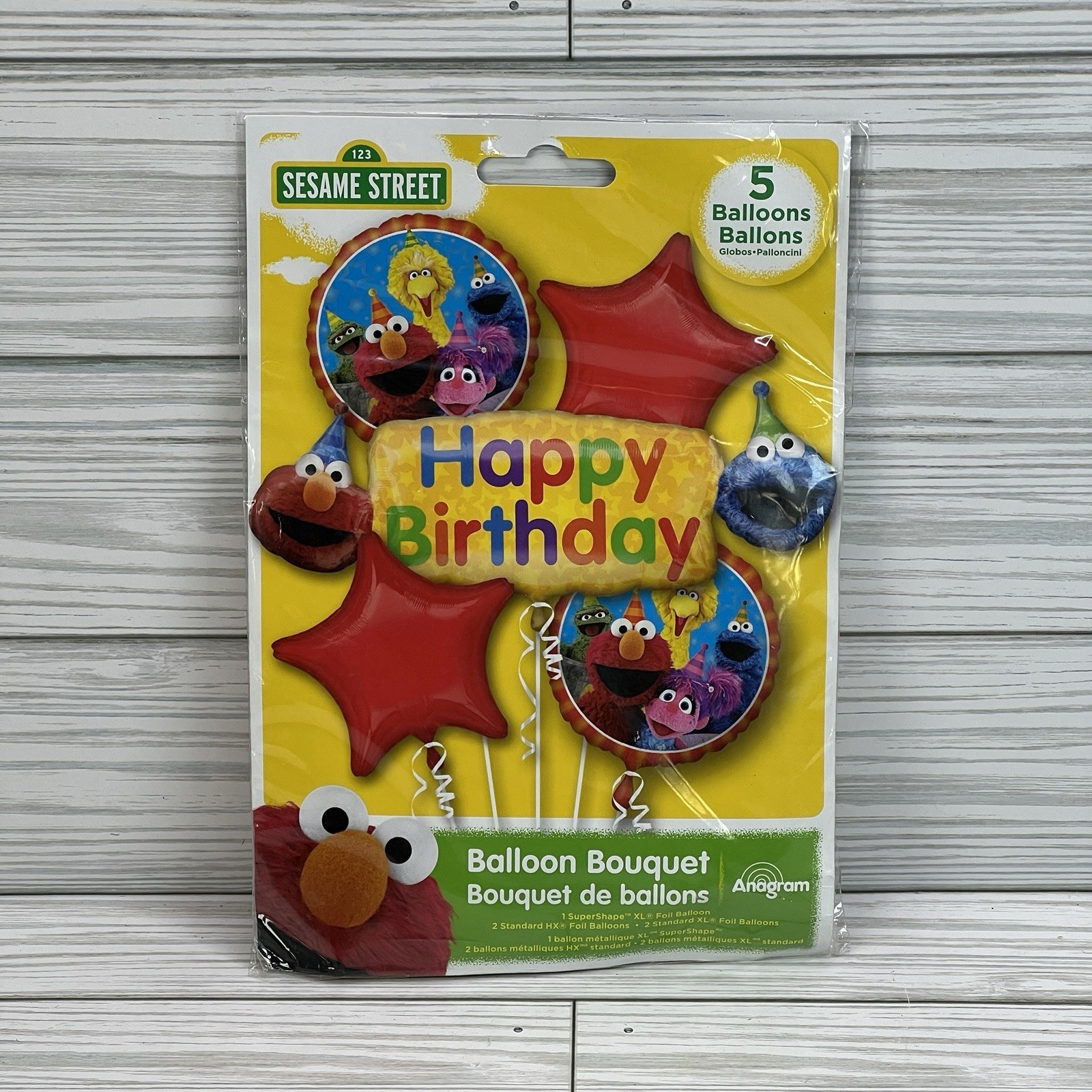 Sesame Street Elmo Cookie Monster Birthday Balloon Bouquet Party Supply 5 Pieces