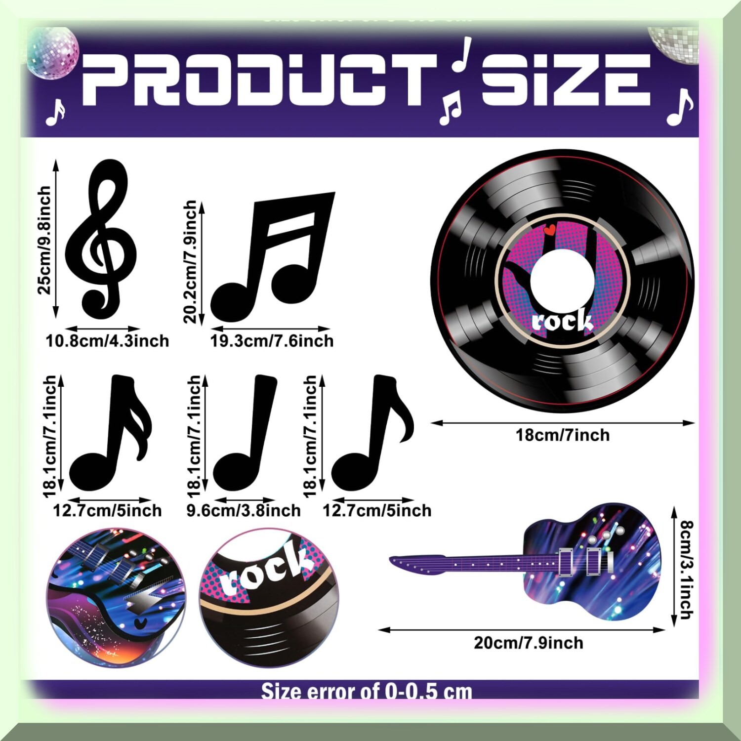 Music Notes and Disco Ball Party Decorations Set