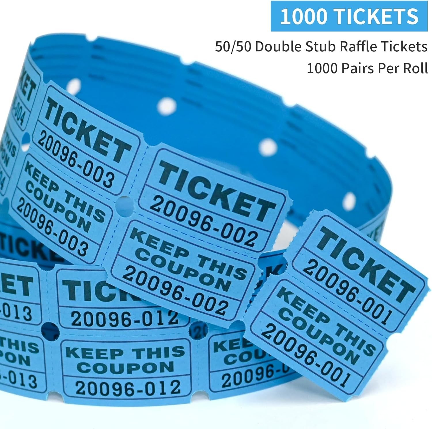 Consecutive Numbered Raffle Tickets – 1000 Double Stubs for School Dances