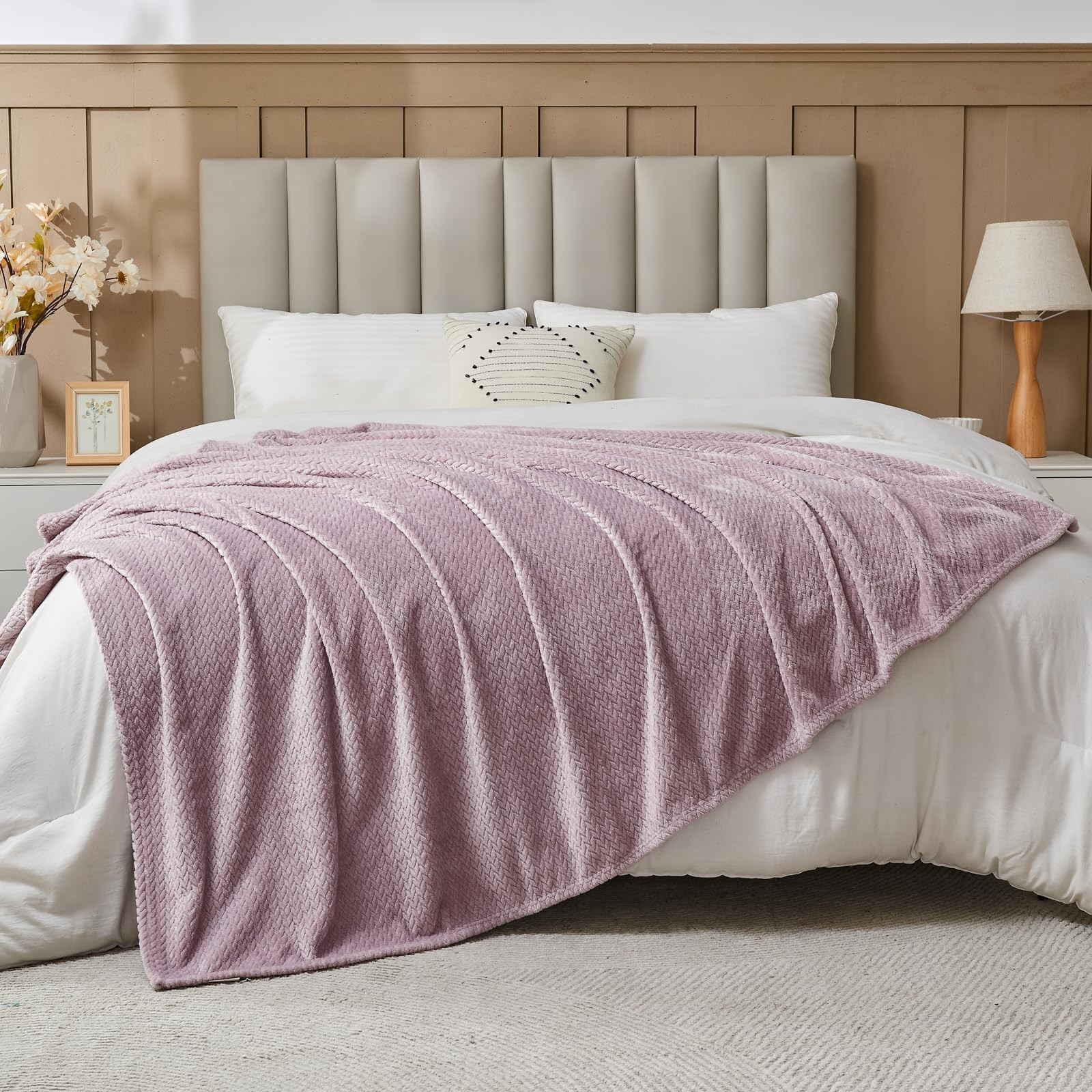 NEWCOSPLAY Super Soft Throw Blanket Light Purple Premium Silky Flannel Fleece…