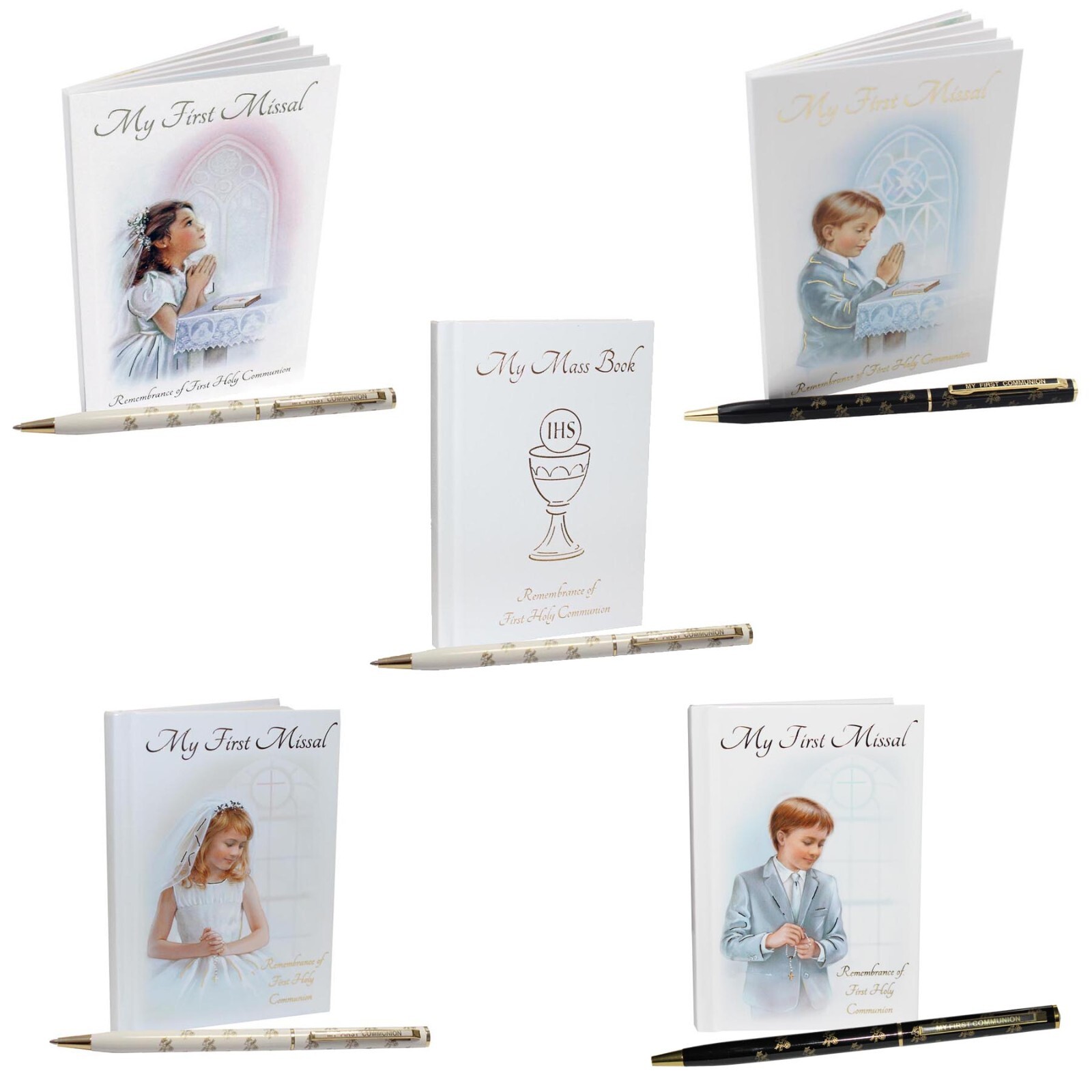 First Holy Communion Gift Set Mass / Missal Book and Pen Choose Design