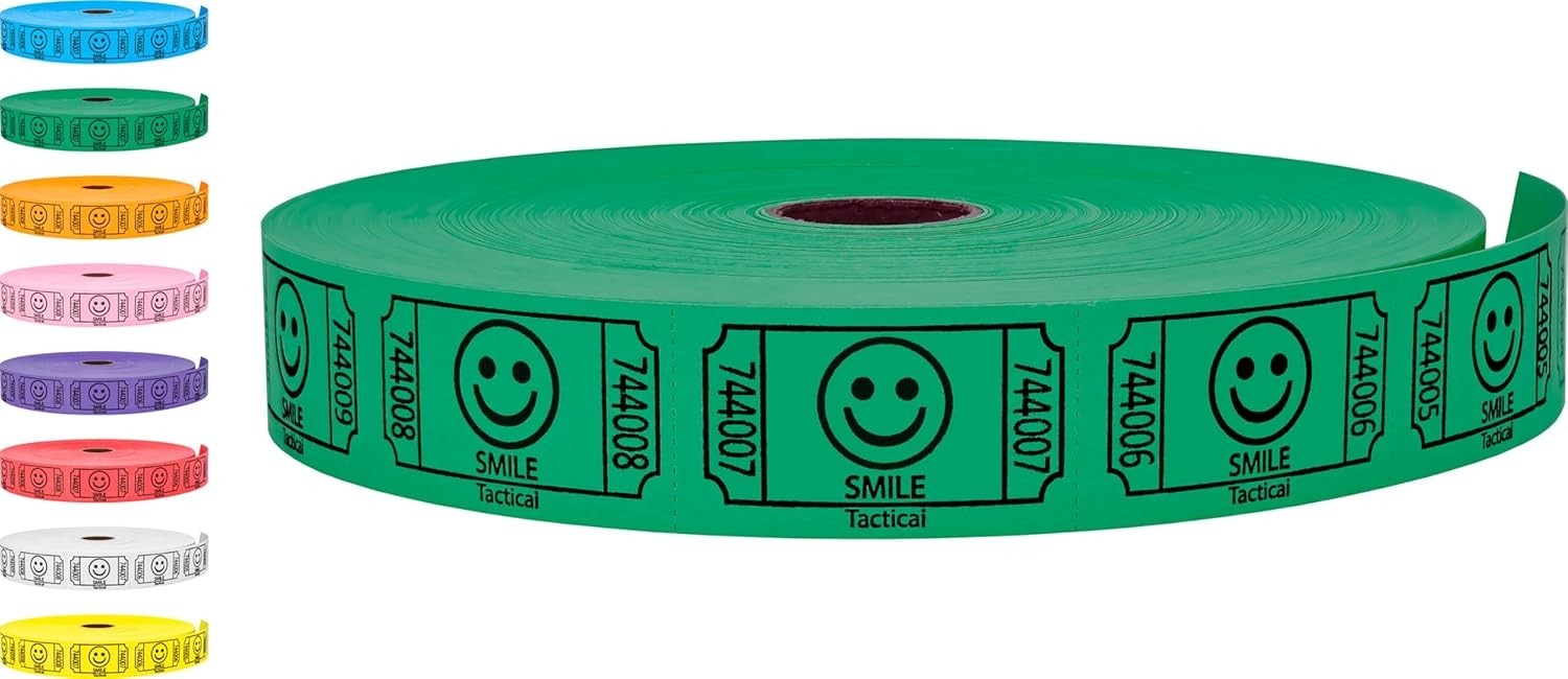 2000 Raffle Tickets Smile Green Single Roll | 8 Color Options Premium Cardst…