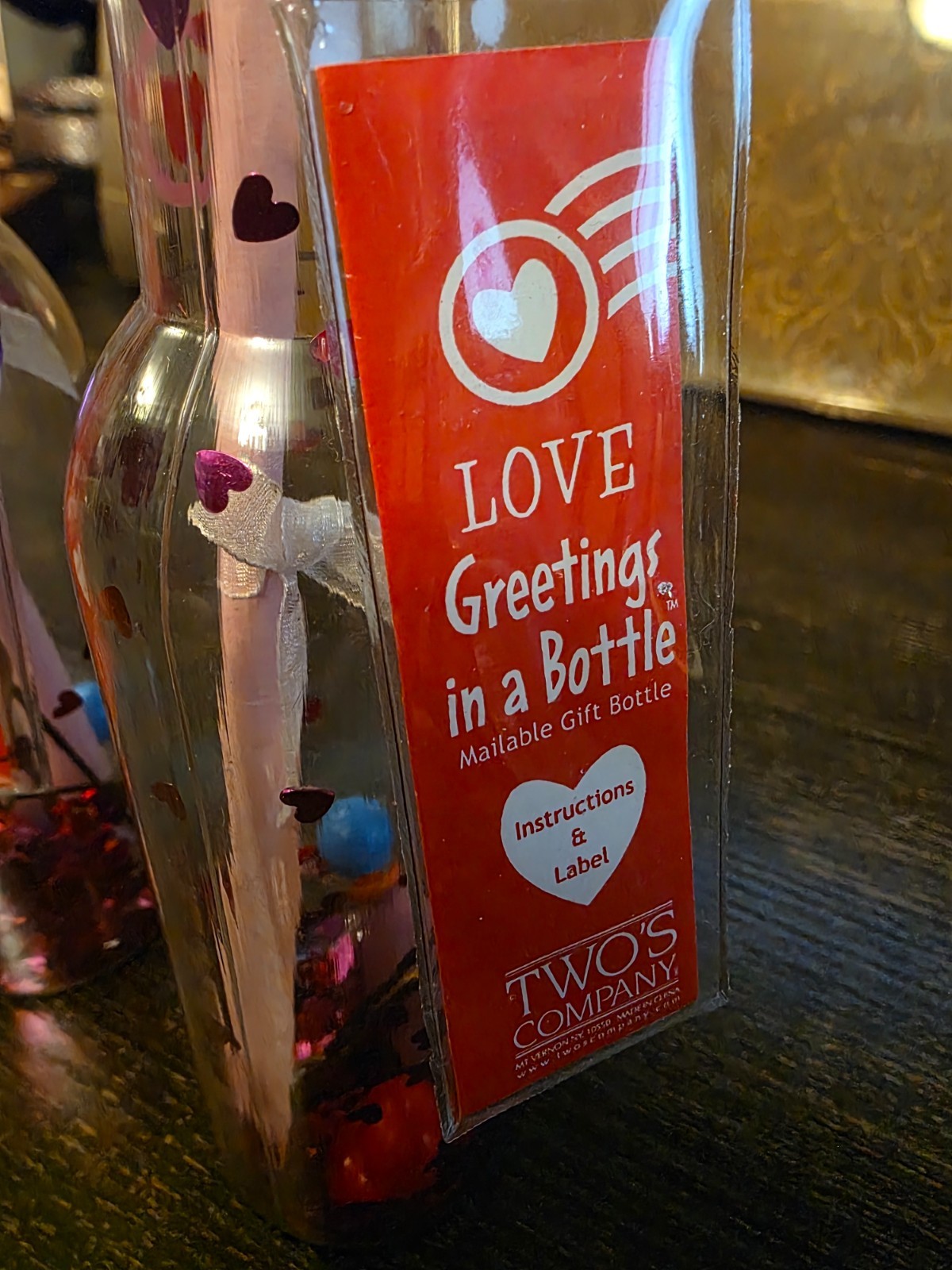 TWO’S COMPANY LOVE PERSONALIZED MESSAGE IN A BOTTLE MAILABLE GIFT BOTTLE