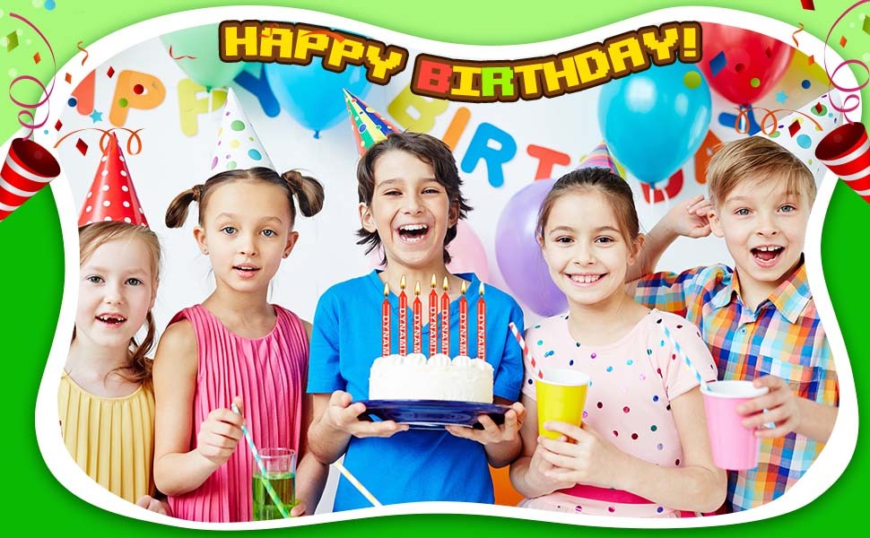 Tondio Pixel Dynite Themed Birthday Candles Cake pers for Boys
