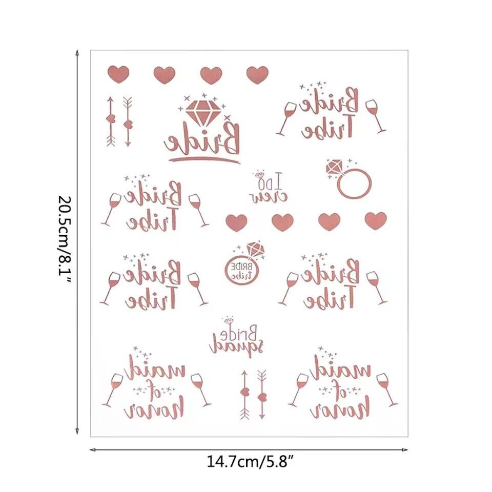 6pcs/set Bride To Be Veil Sash Temporary Tattoo Bachelorette Party Decoration