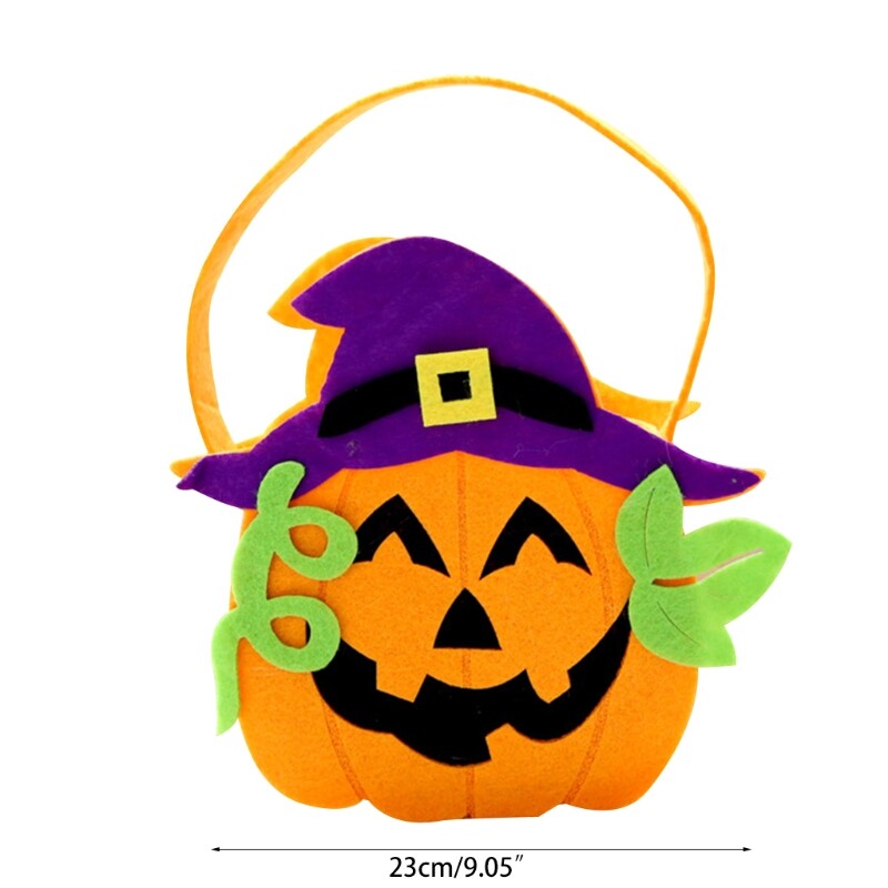 Halloween Candy Bucket Cartoon Witch Pumpkin Trick or Treat Goodie Bag Handbag