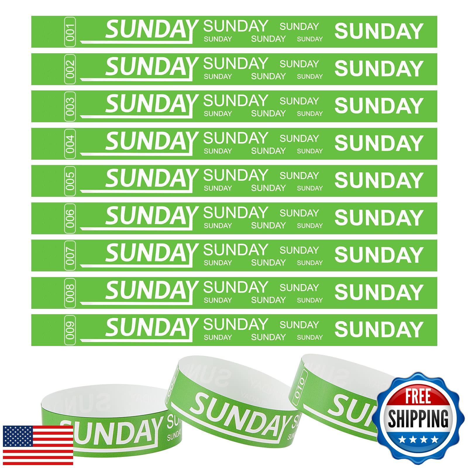 Henoyso 600 Pcs Sunday Paper Wristbands Event Paper Bracelets Numbered Waterp