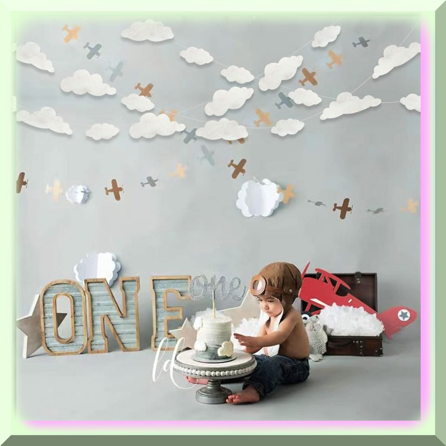 Pink Marble Cloud Party Decorations Kit
