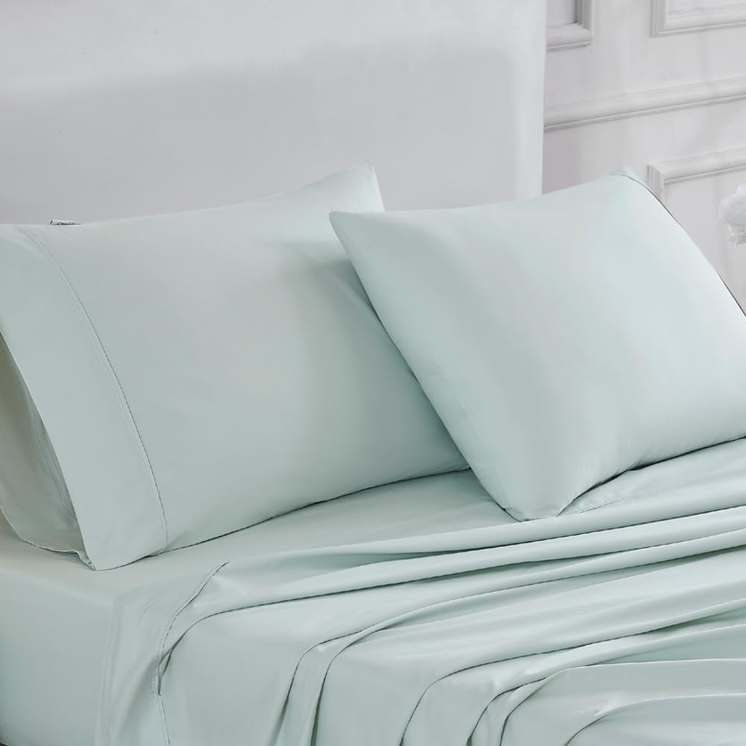 Linen Closet 100% Cotton Pillow Cases Standard Size Set of 2, Sea Green, 400 …