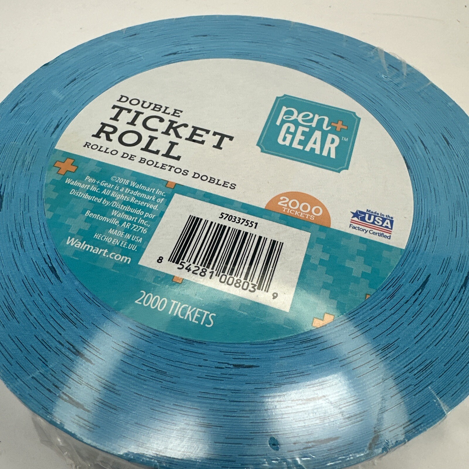 Raffle Tickets Roll of 2000 Blue Double Stub 50/50 Drawing NEW SEALED