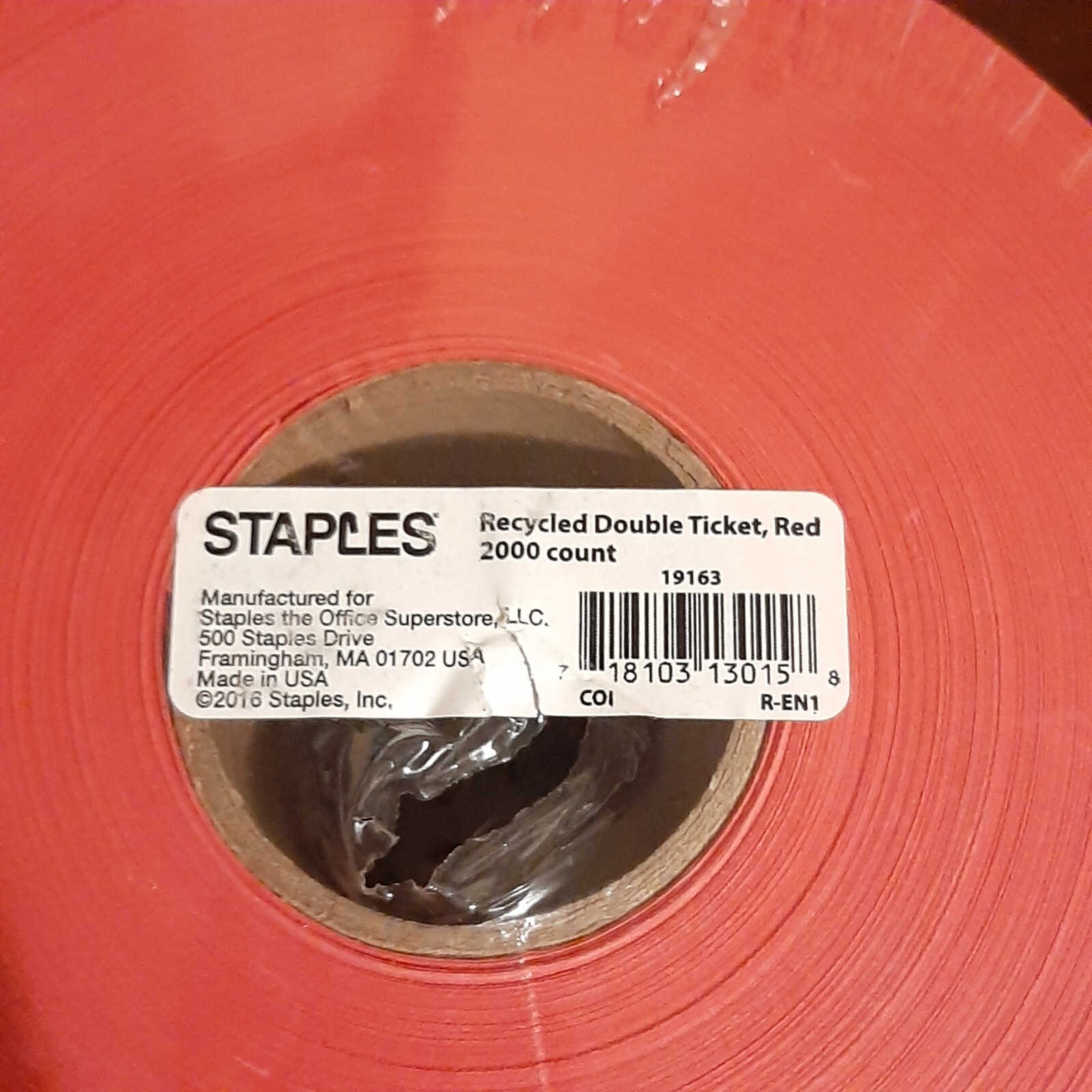 Raffle tickets RED Double Ticket 2000 Count per Roll 2 Rolls