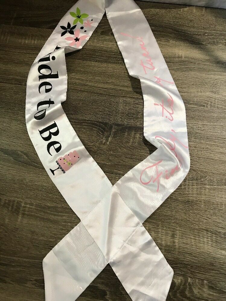 Bride To Be Sash White Silky 32 Inches Long B6