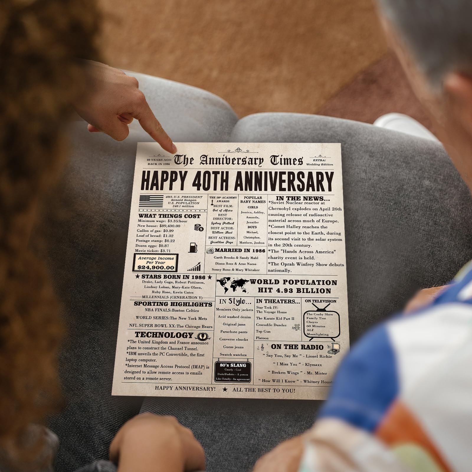 FANCYLUCKY Jumbo 40th Anniversary Cards Gifts for 10.6 x 7.9 inches,