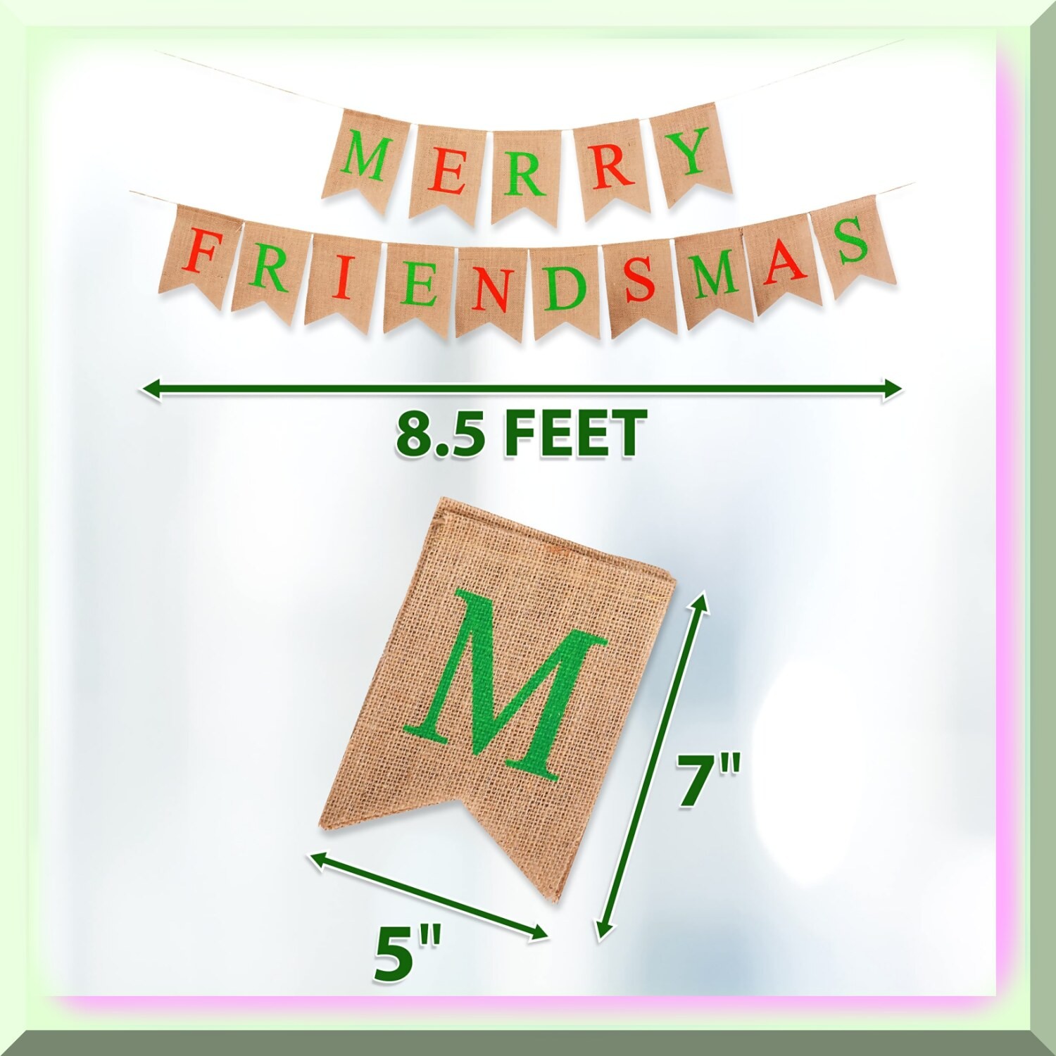 Jute Burlap Merry Friendsmas Banner and Garland Set