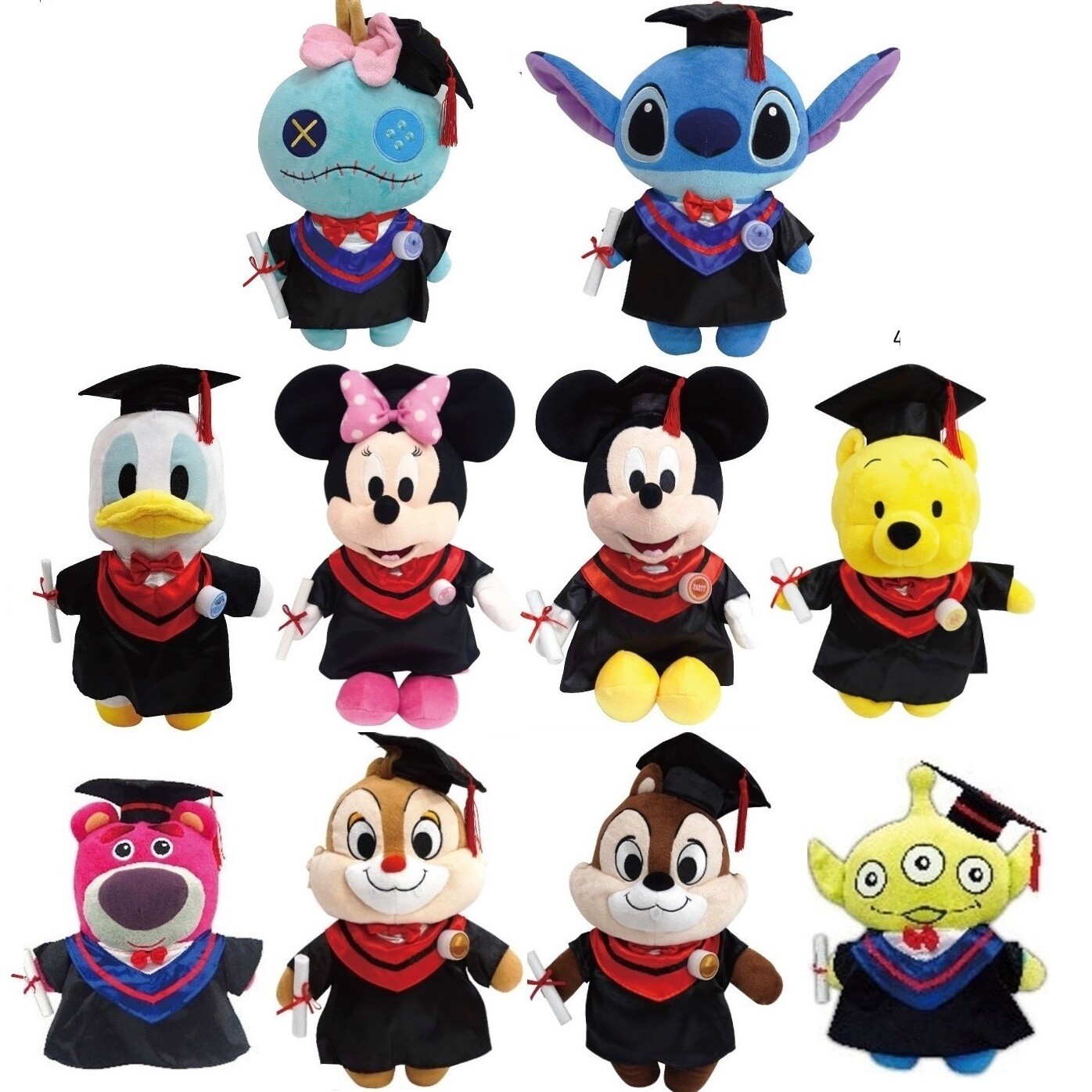 14″/15″ Disney Graduation Plush Figure Doll Graduate Grad Gift w/Flasher Button
