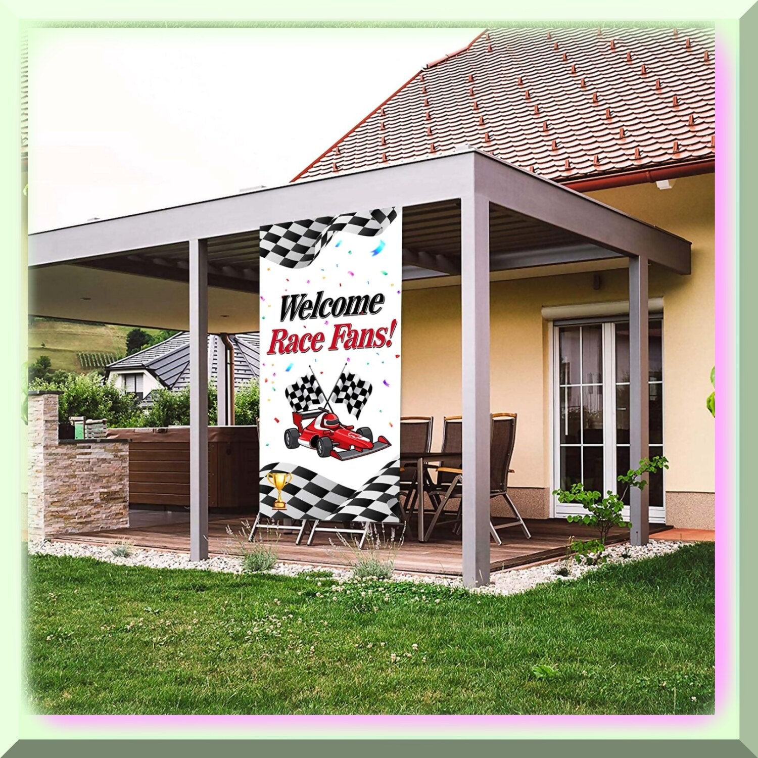 Race Day Photo Booth Props and Backdrop Set