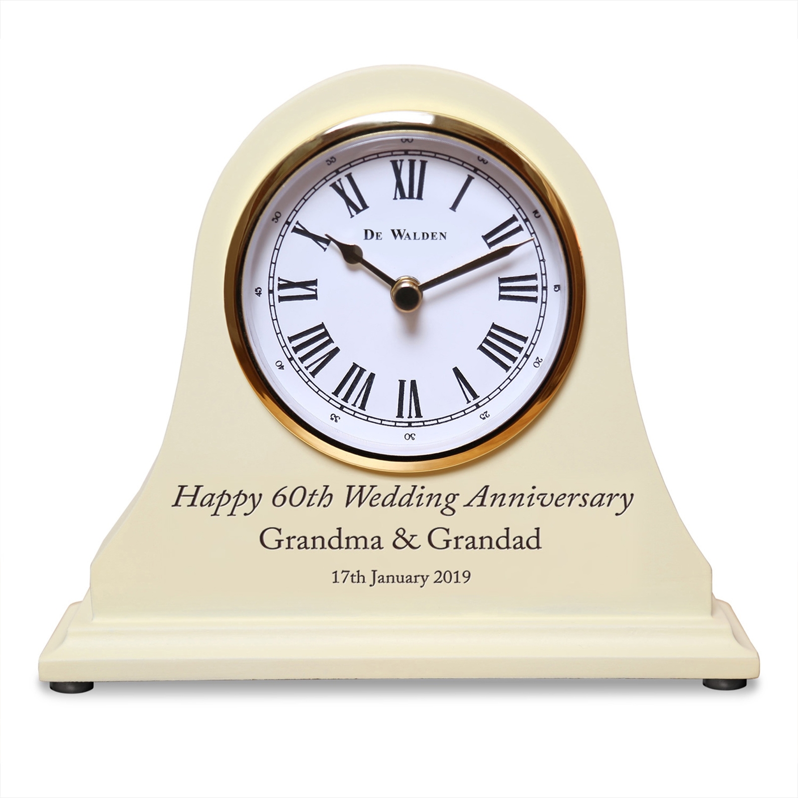 60th Diamond Wedding Anniversary Engraved Mantel Clock 60 Years Gift Idea