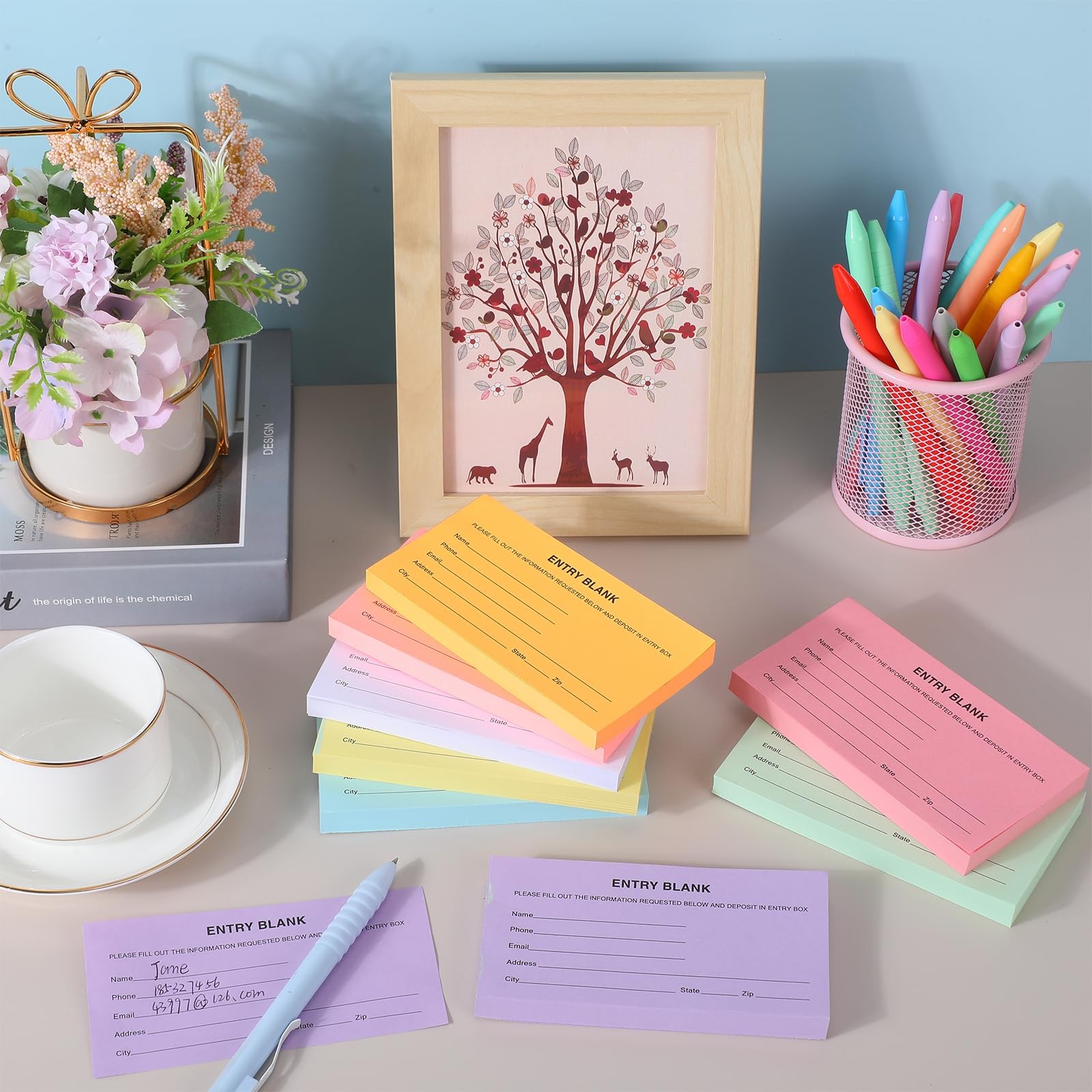 1000 PCS Raffle Ticket Sheets Multicolor Double Roll Entry Forms