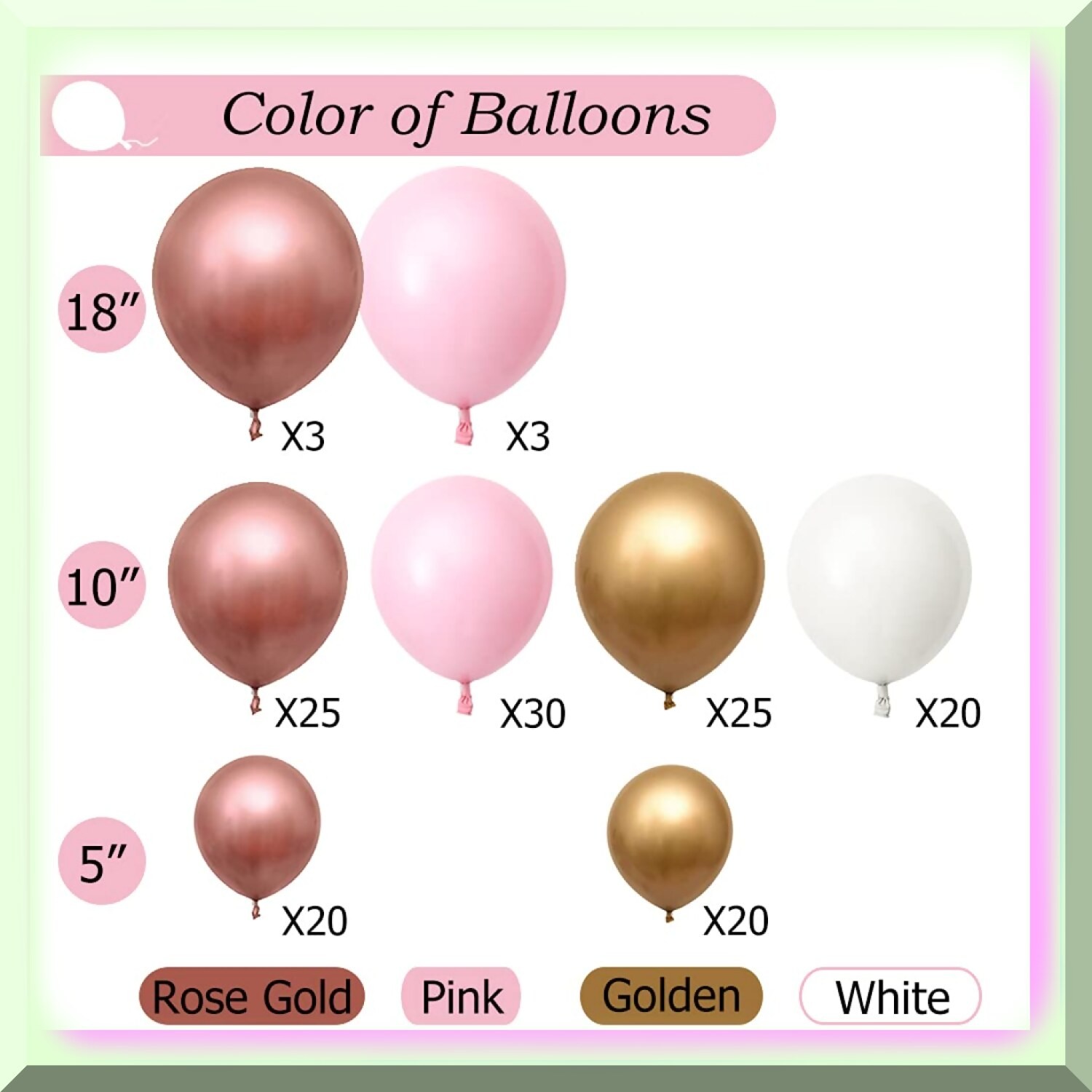 Celebration Balloon Set with Rose Gold Pink White