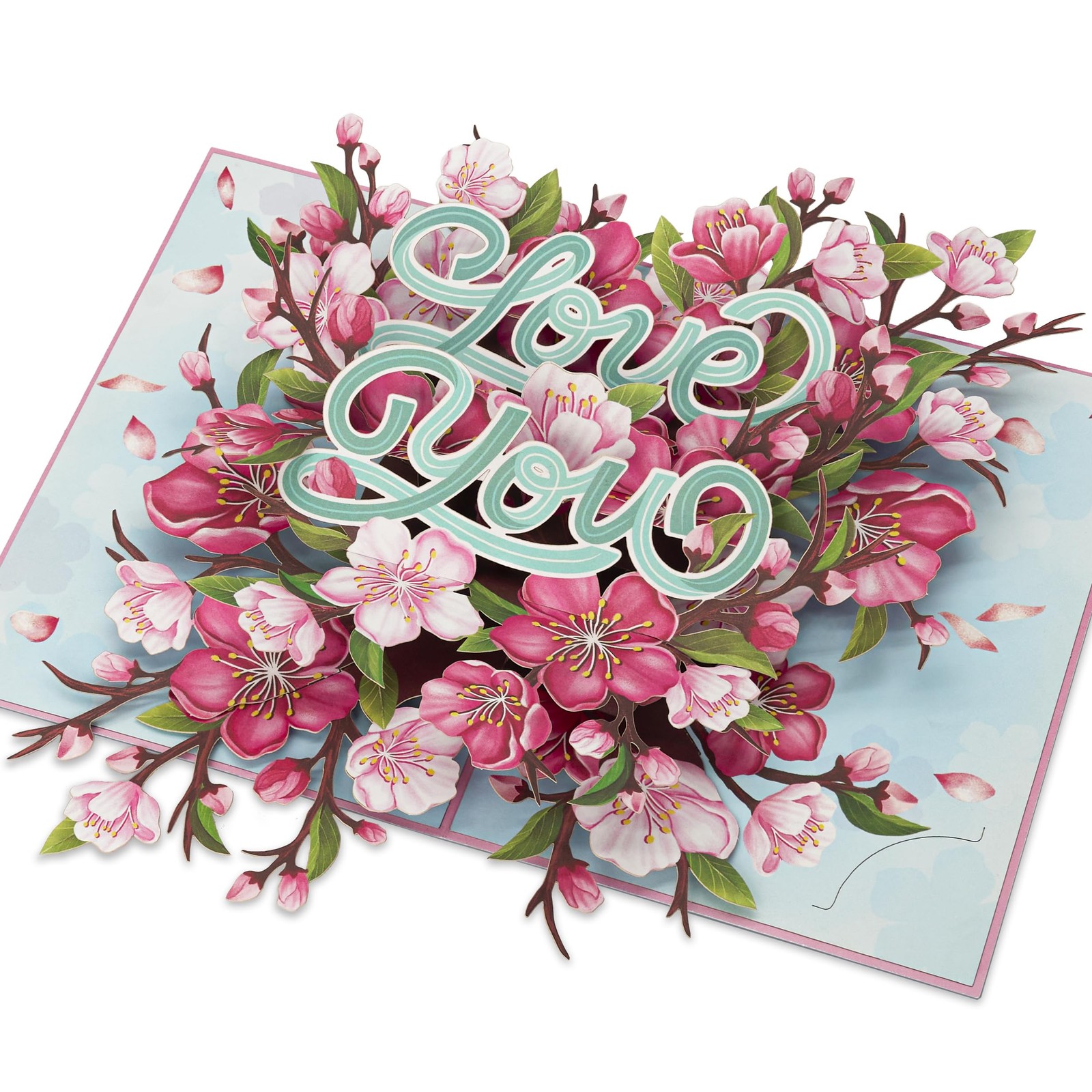 POPWOW Floral Cherry Love You Pop Up Card, 5×7 Inch 3D 5×7″,