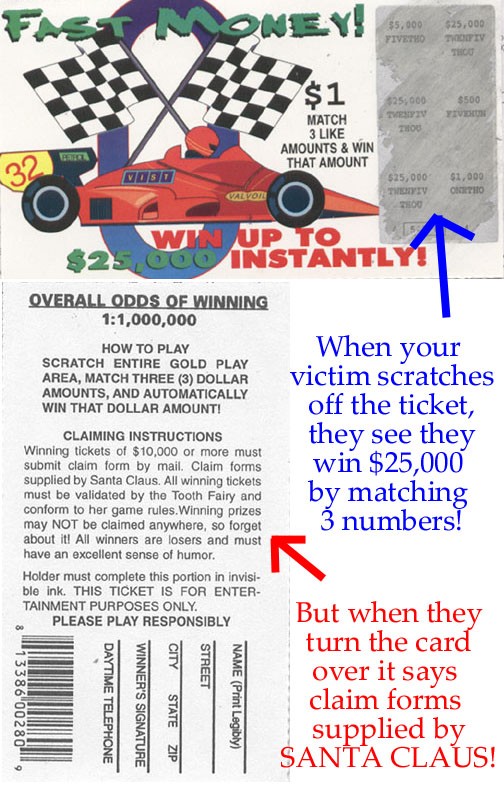 6 PHONY FAKE ALL WINNING SCRATCH OFF LOTTO LOTTERY TICKETS – Fun Gag Joke Prank