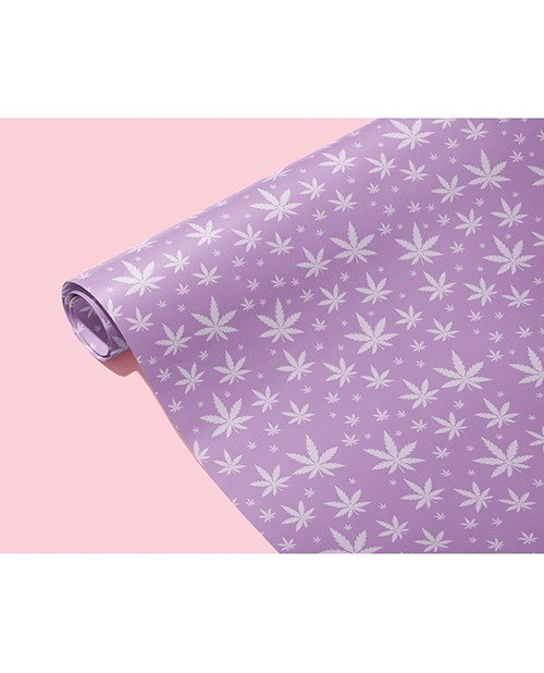 Purple Pot Leaf Wrapping Paper – 3 Sheets, Glossy Finish, Easy Gift Wrapping