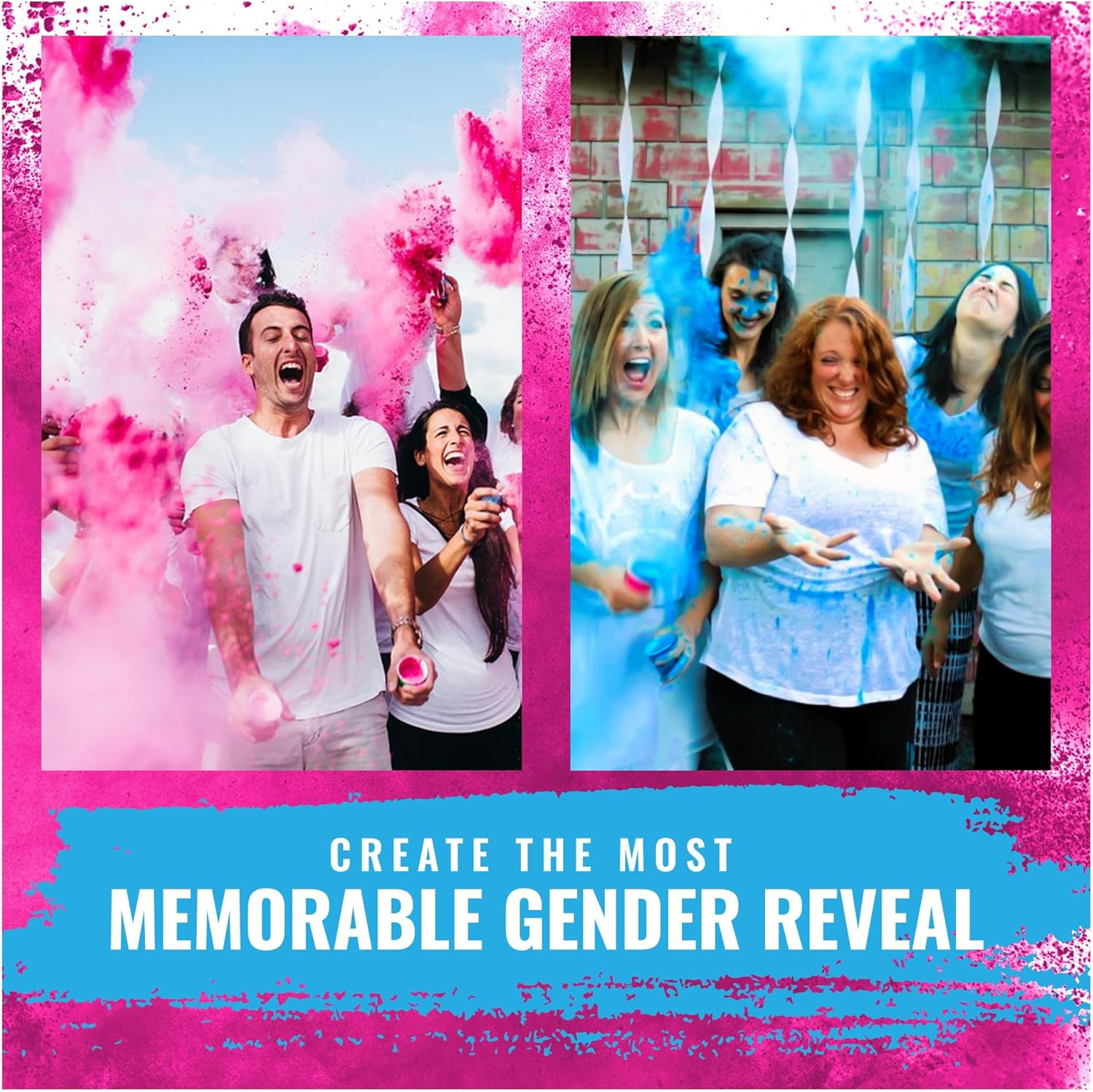 Gender Reveal Powder Pack of 2 Bags 1lb Blue & Pink for Color Toss Burnout