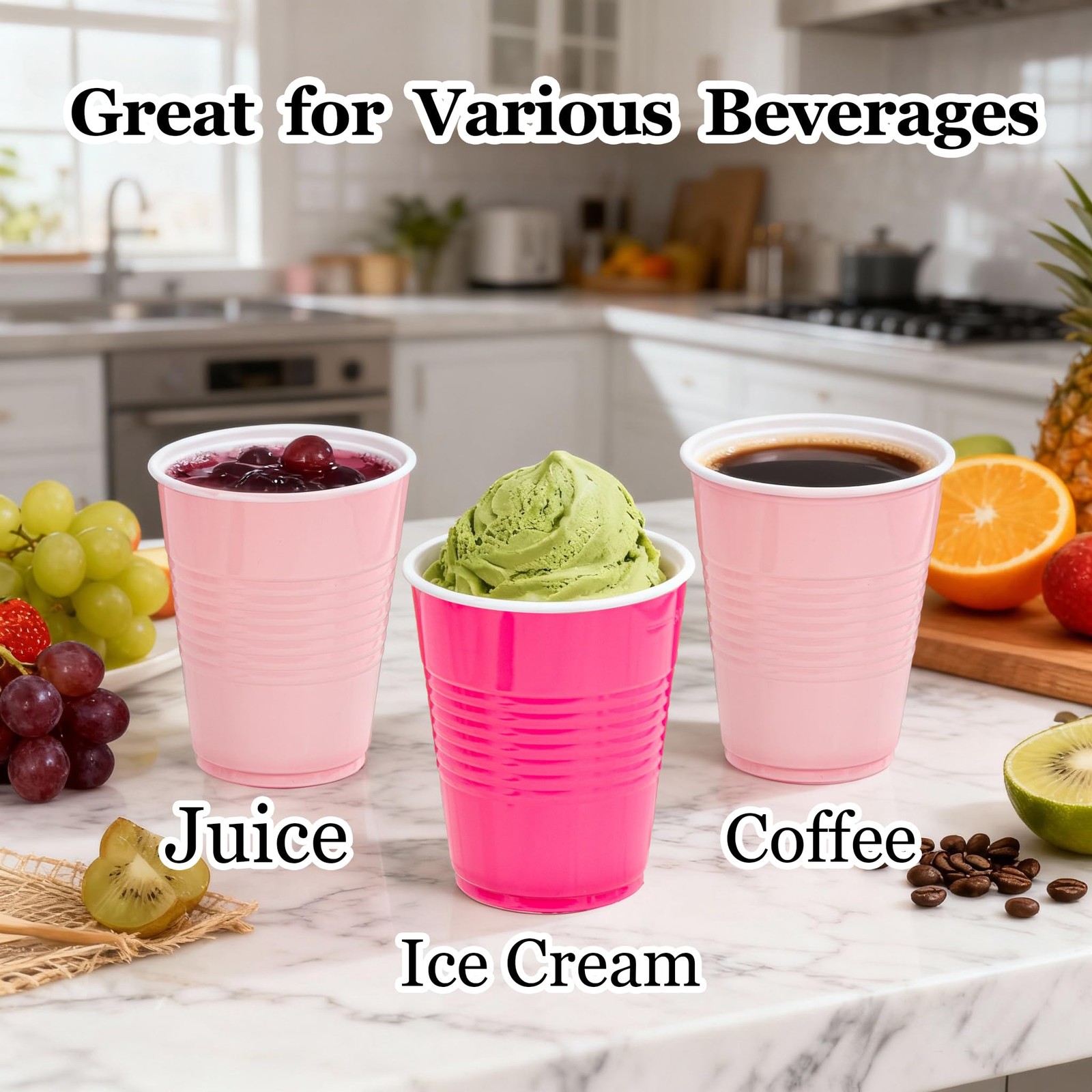 WELLIFE 12 OZ Pink Party Cups – 100 Pack Dual-Pink 100PCS, D-Pink&Hot