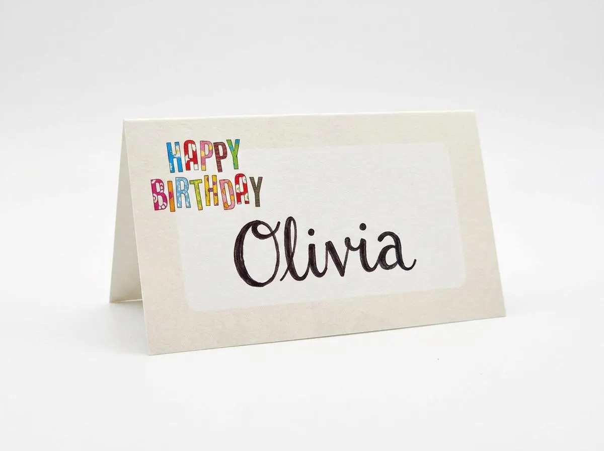 Colorful Happy Birthday Place Cards – 25 Place Cards
