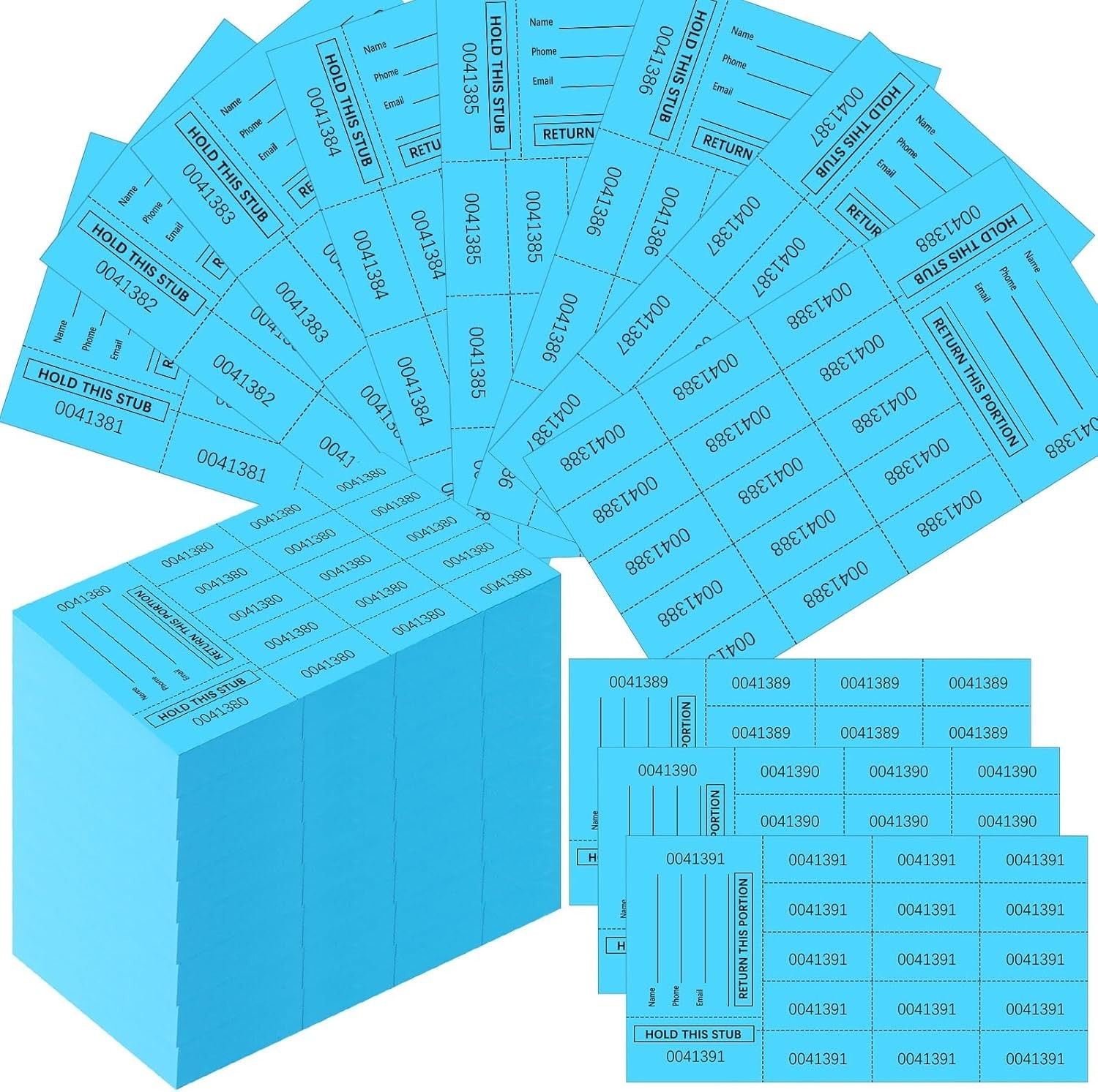 1000 Sheets 15-Bid Chinese Auction Tickets Fundraiser Tags Lake Blue