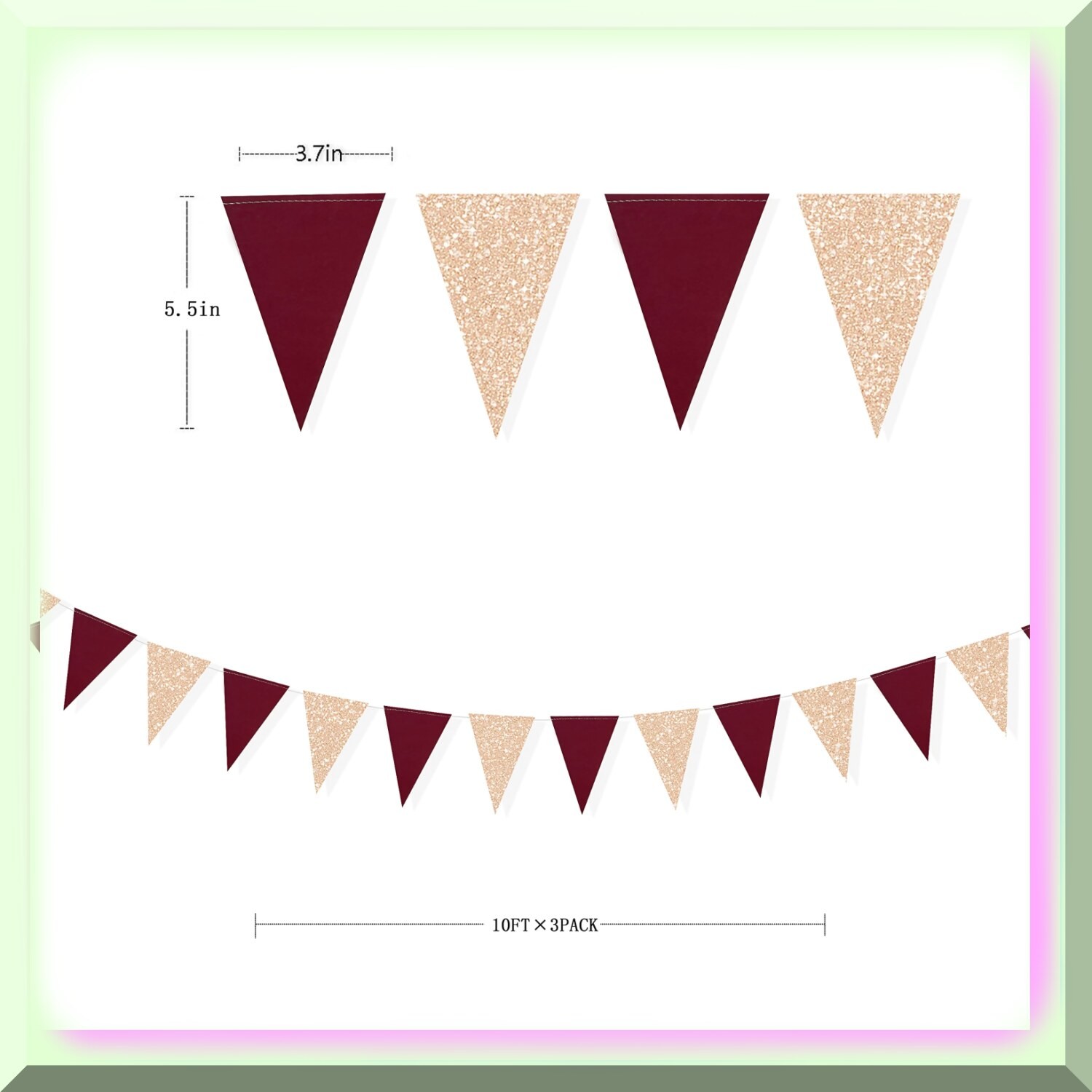 Maroon Champagne Gold Triangle Banner for Celebrations