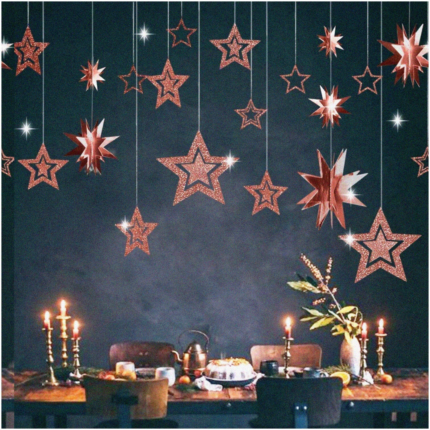 Starry Night Celebration Garland with Rose Gold Shimmer