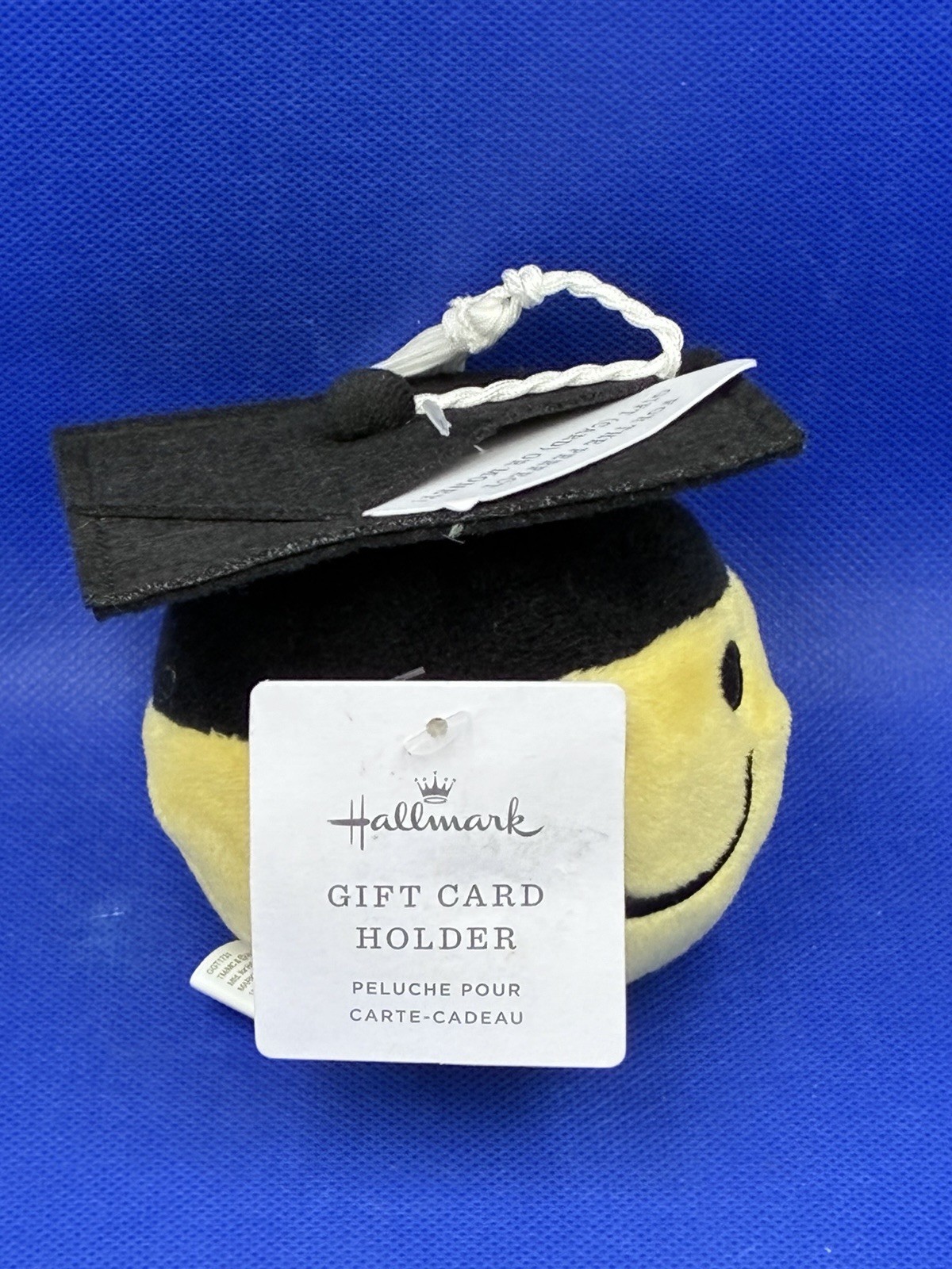 Hallmark Graduation Plush Smiley Face Gift Card Holder Yellow Black White