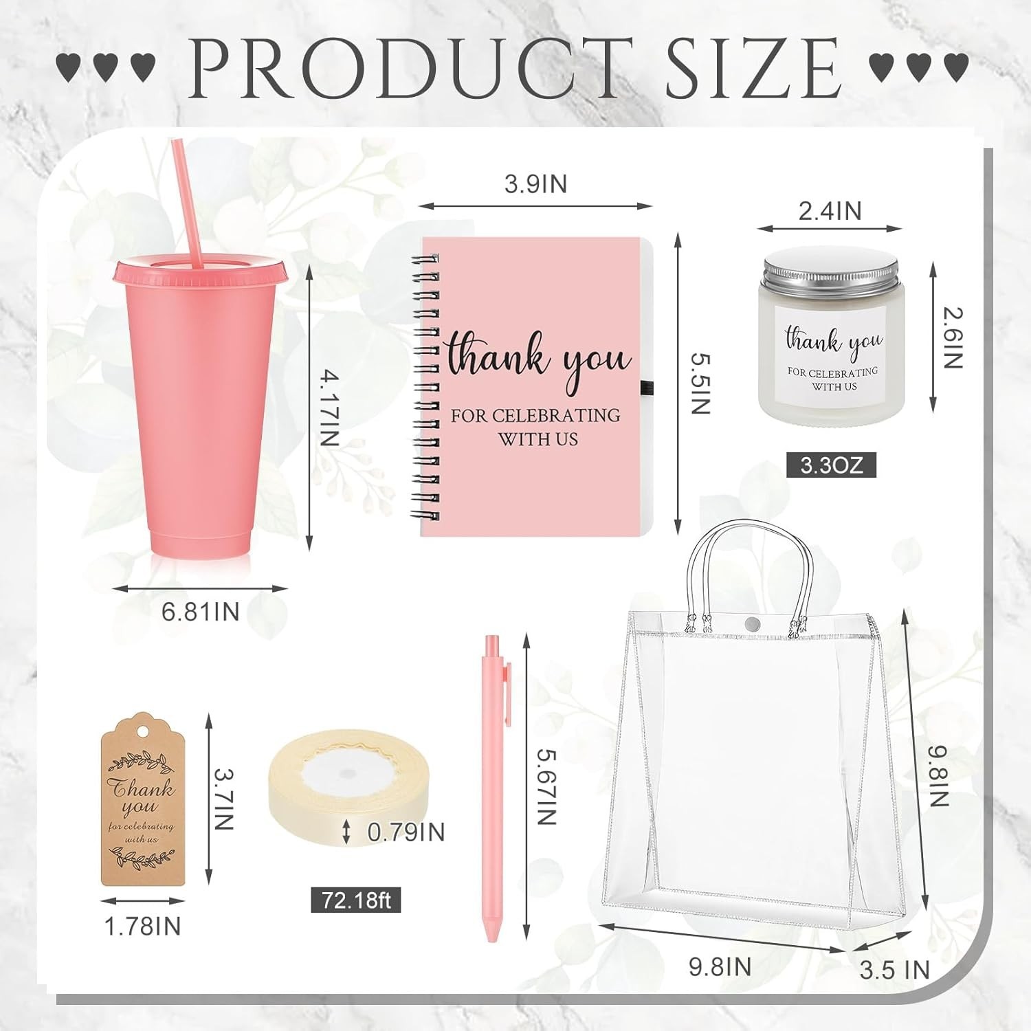 All-In-One Bridal Shower Prize Set: 6 Tumblers, Notebooks and Scented Candles